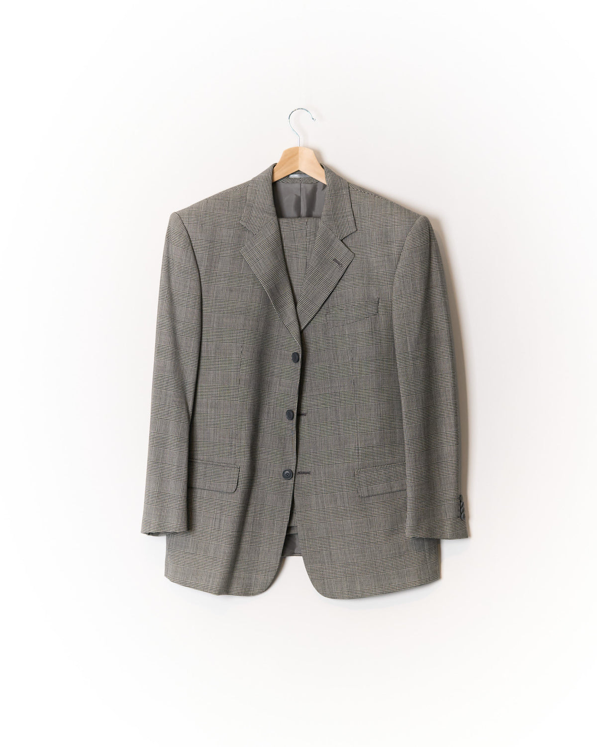 Bassano Grey Checkered Straight Leg Suit