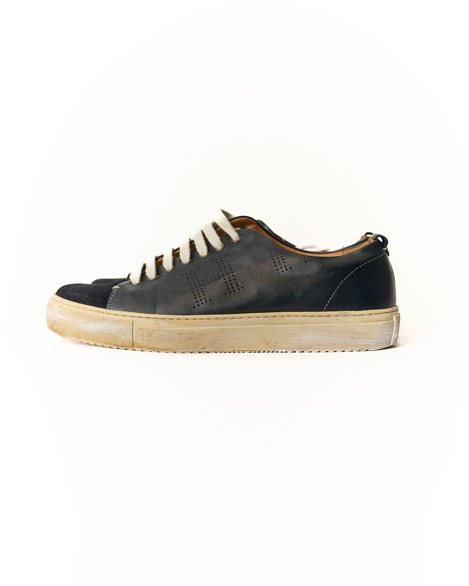 Hackett London Navy und schwarze Leder- und Wildleder-Sneaker
