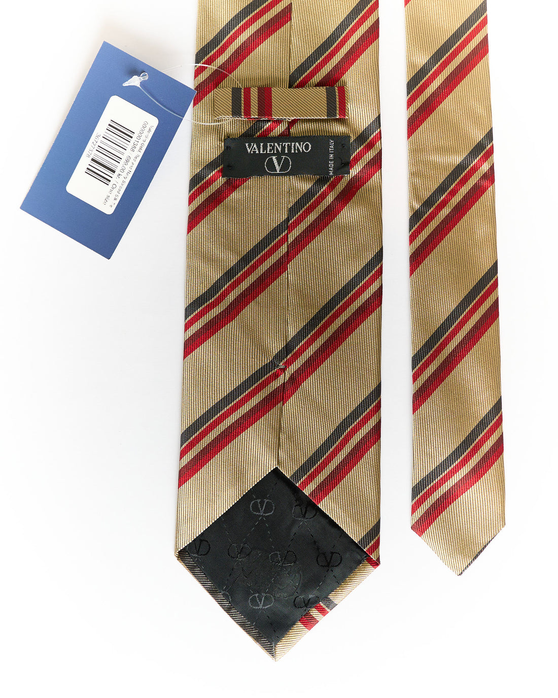 Valentino Gold, Red and Navy Striped Silk Tie