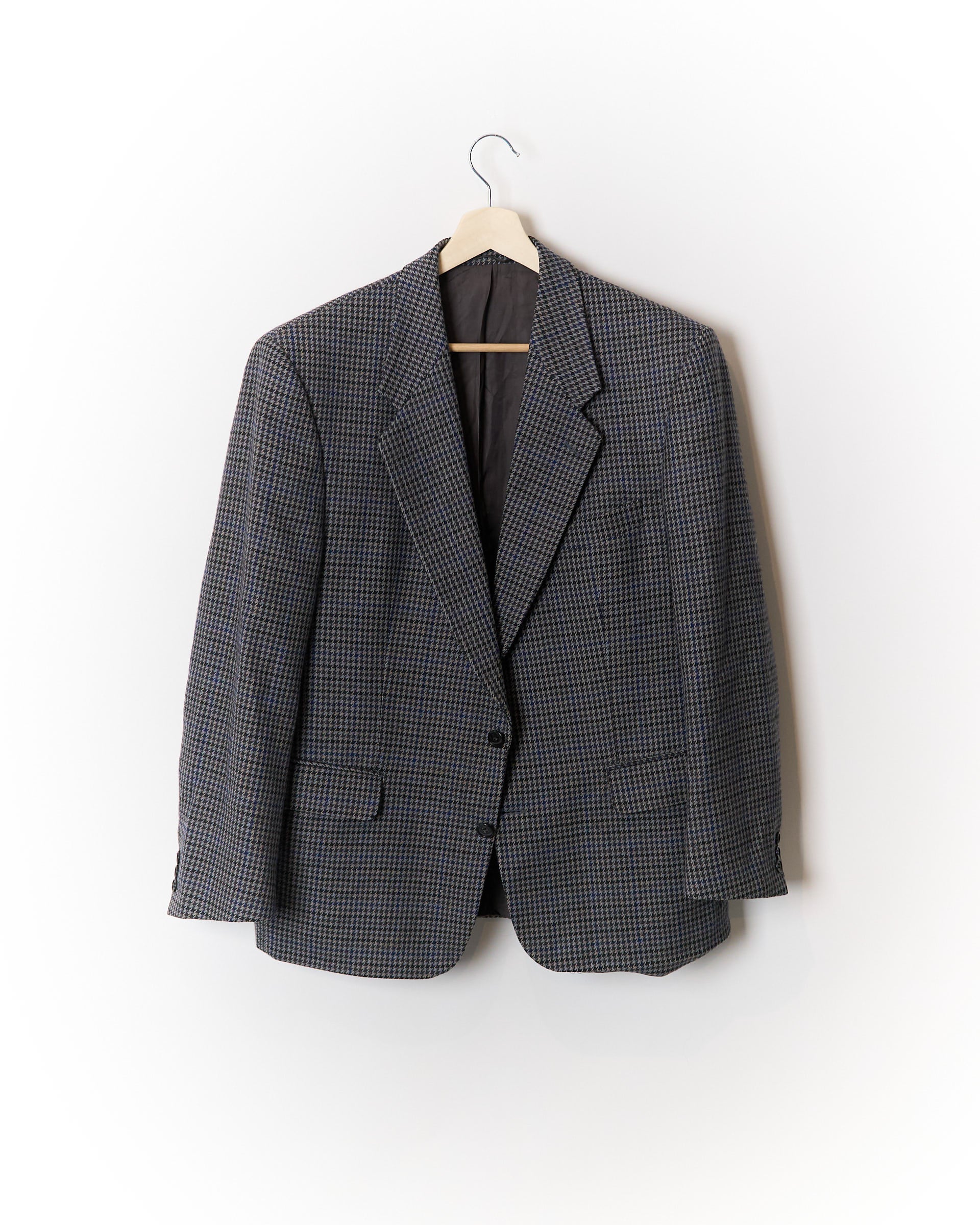 Bäumler Grey and Dark Grey Houndstooth Sport Jacket Wool Blazer