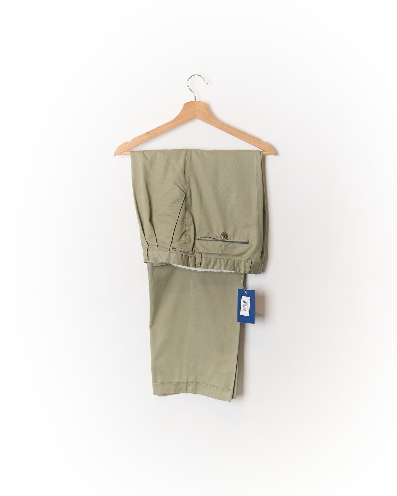 Beige Straight Leg Cotton Dress Pants