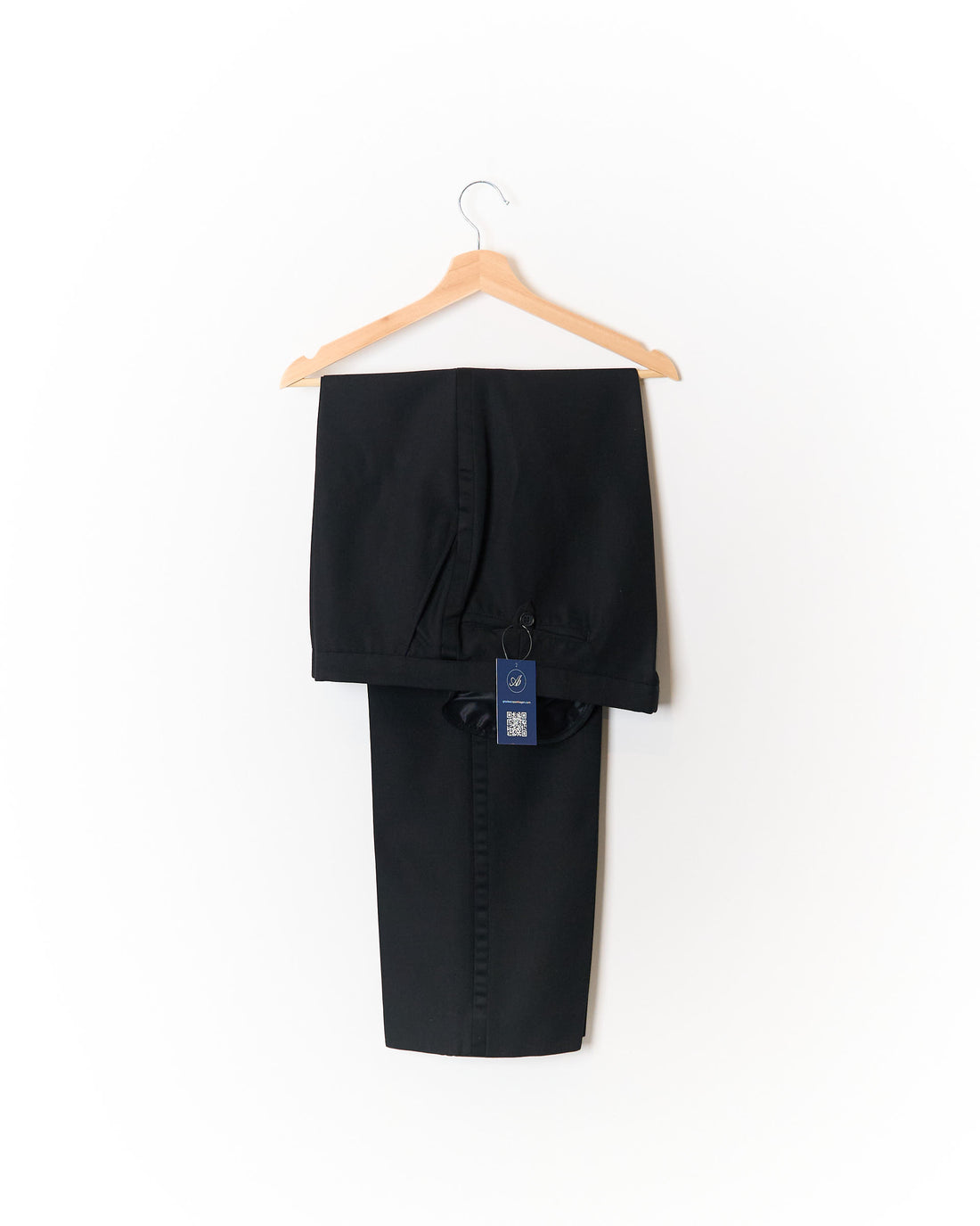 Black Straight Leg Side Stripe Virgin Wool Dress Pants