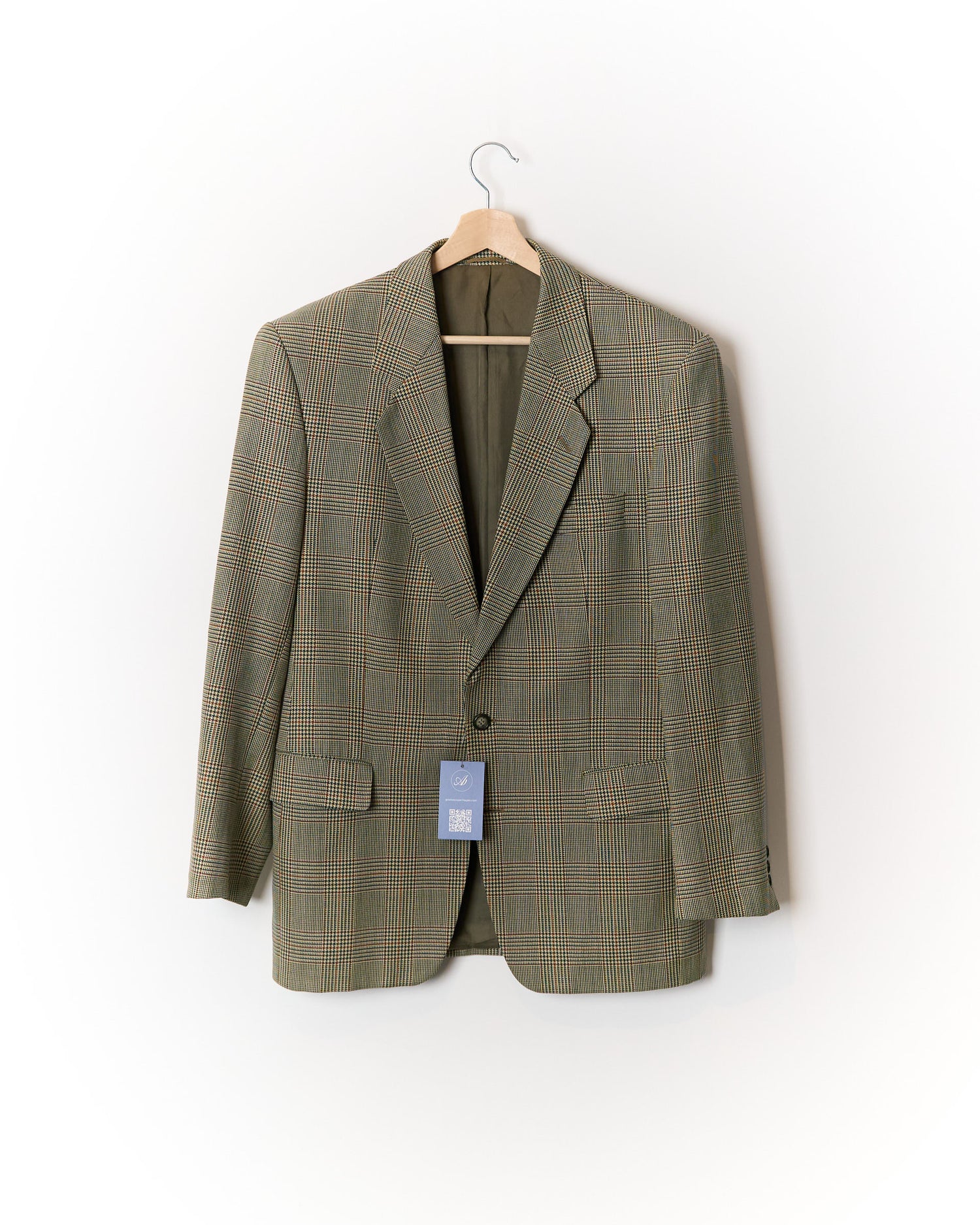 Pierre Laffitte Beige, Green and Red Checkered Wool Sport Jacket Blazer
