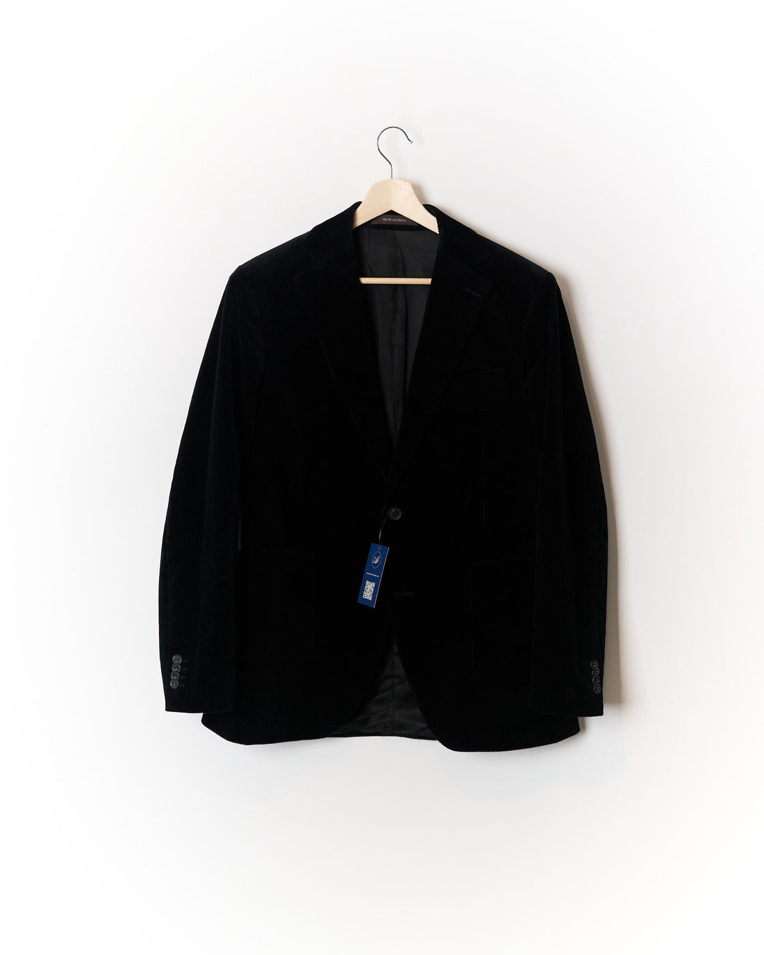 Oscar Jacobson Black Corduroy Fogerty Patch Cotton Blazer