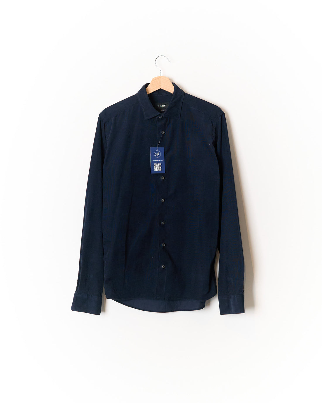 Sand Copenhagen Navy Corduroy Slim Fit Cotton Shirt