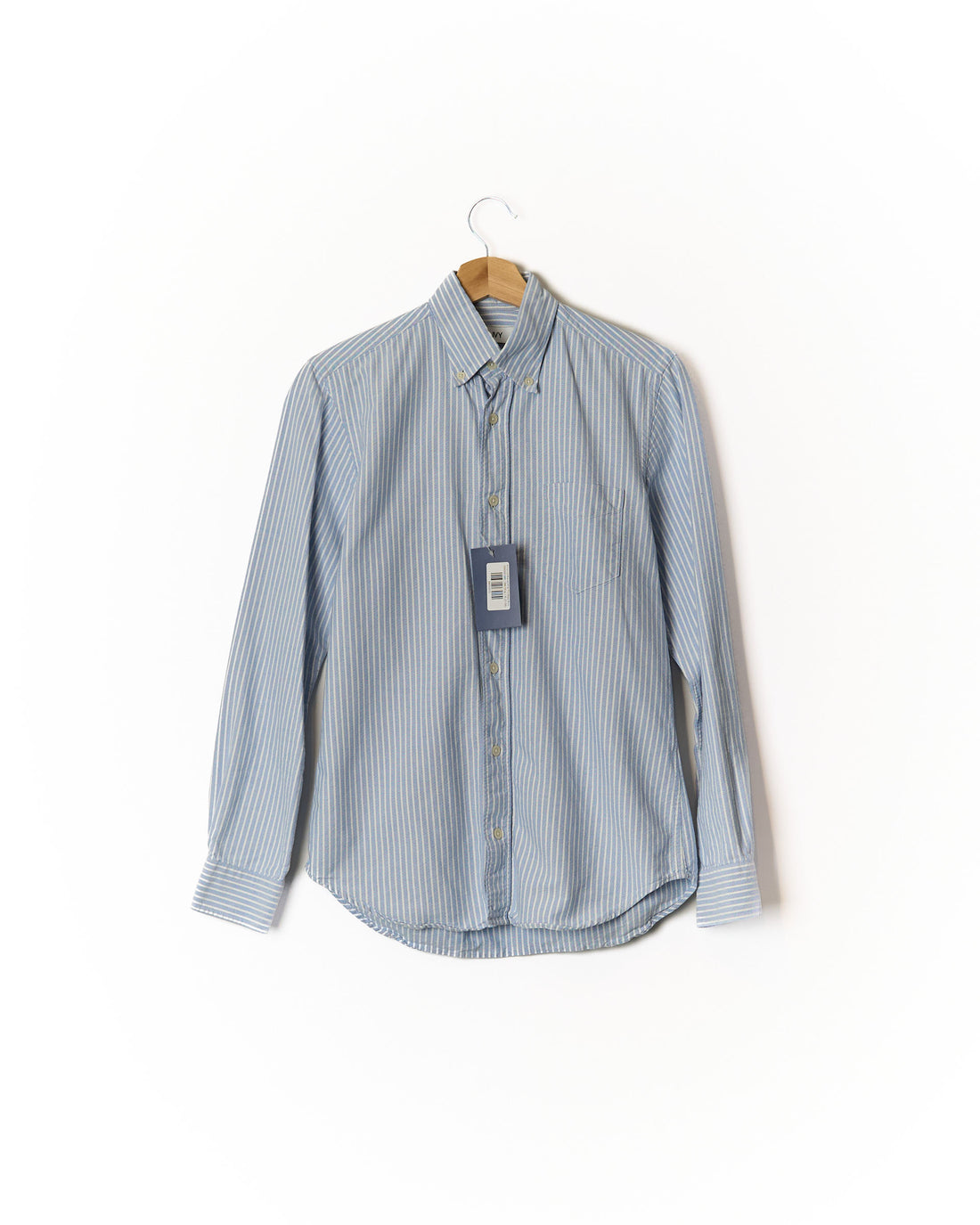 An Ivy Light Blue and White Thin-Striped Button Down Cotton Shirt