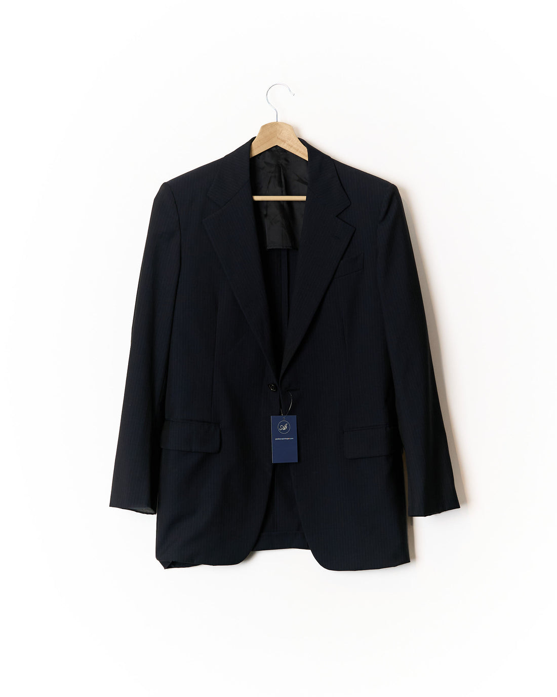 Prada Navy Pinstriped Virgin Wool and Silk Blazer