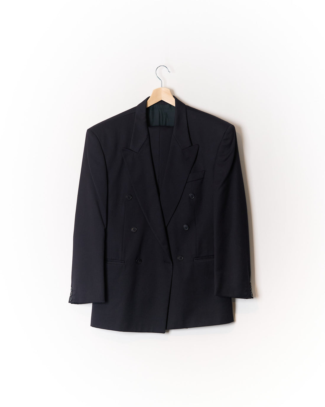 Loretto Navy Double Chested Straight Leg Wool Suit