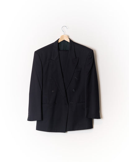 Loretto Navy Double Chested Straight Leg Wool Suit