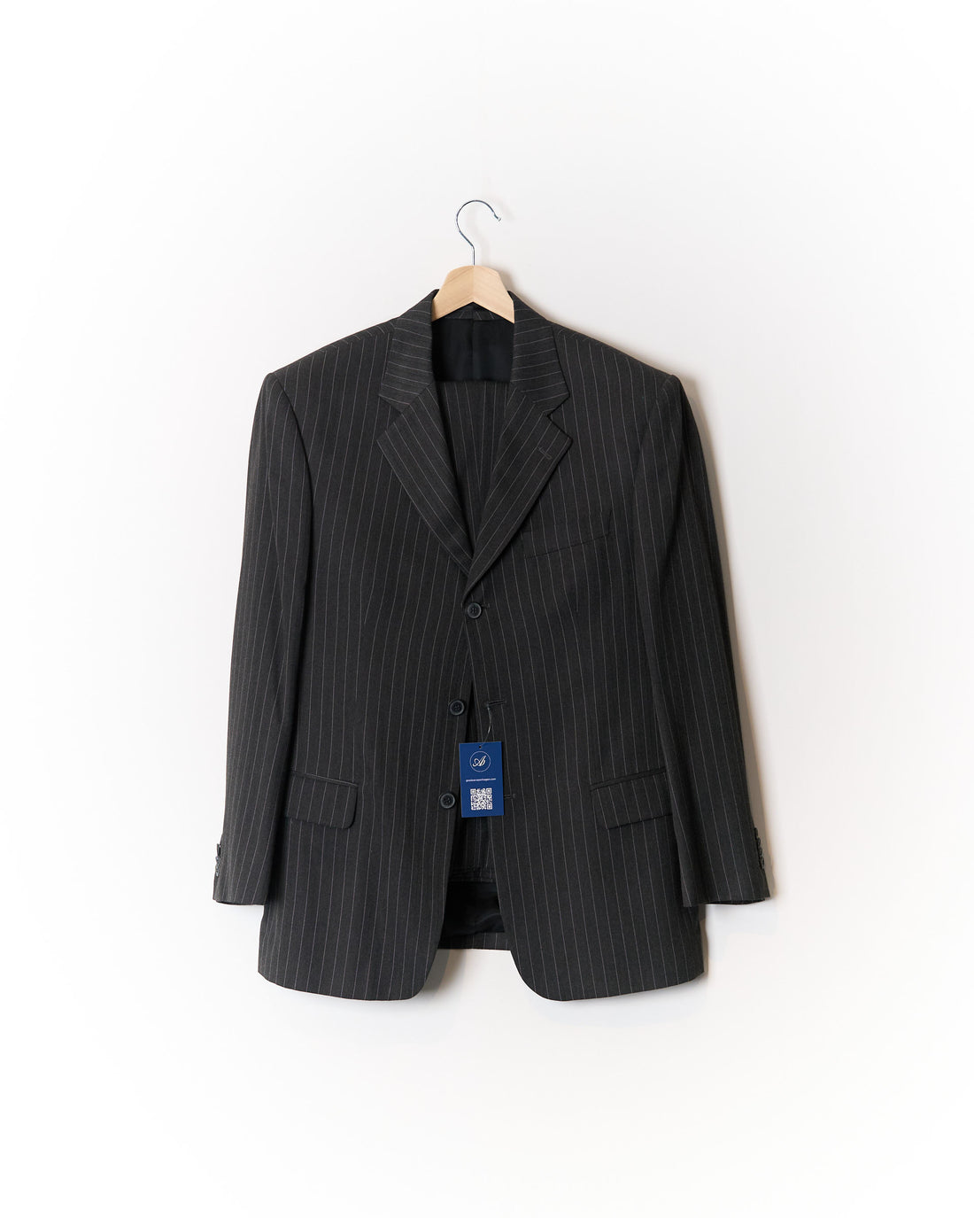 Bassano Dark Grey Pinstripe Straight Leg Suit