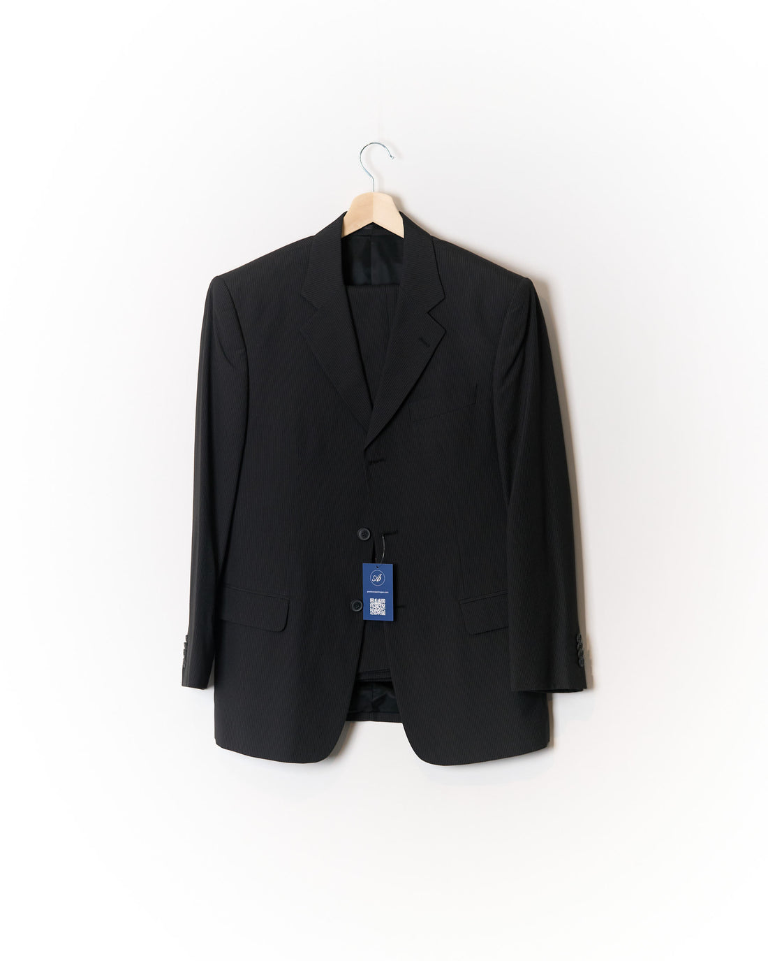 Bassano Black Pinstripe Straight Leg Suit