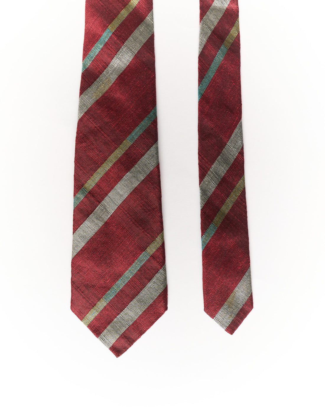 Jaeger Red Striped Silk and Linen Tie
