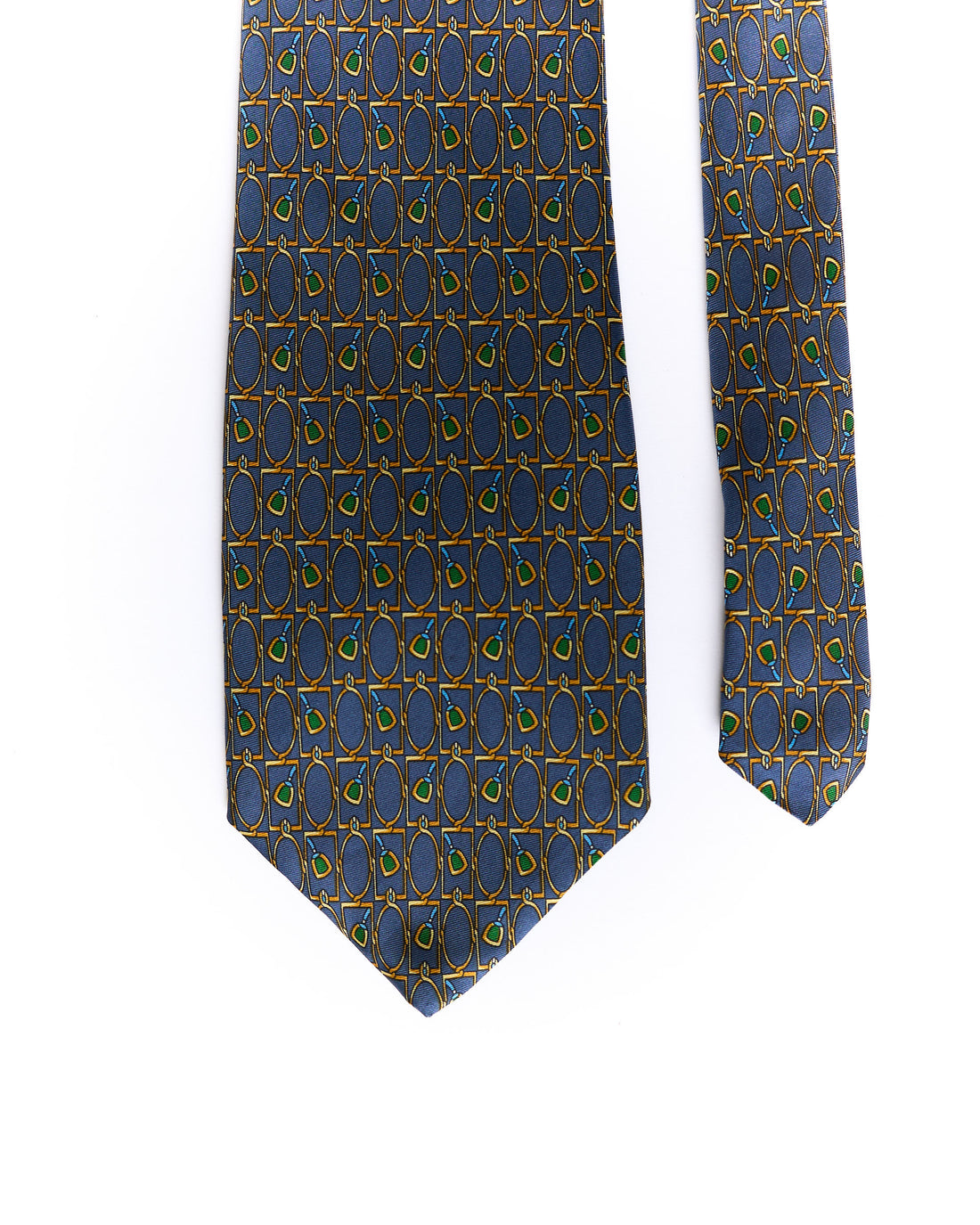 Banton Moda Blue Hand Made Gold Chain Silk Tie