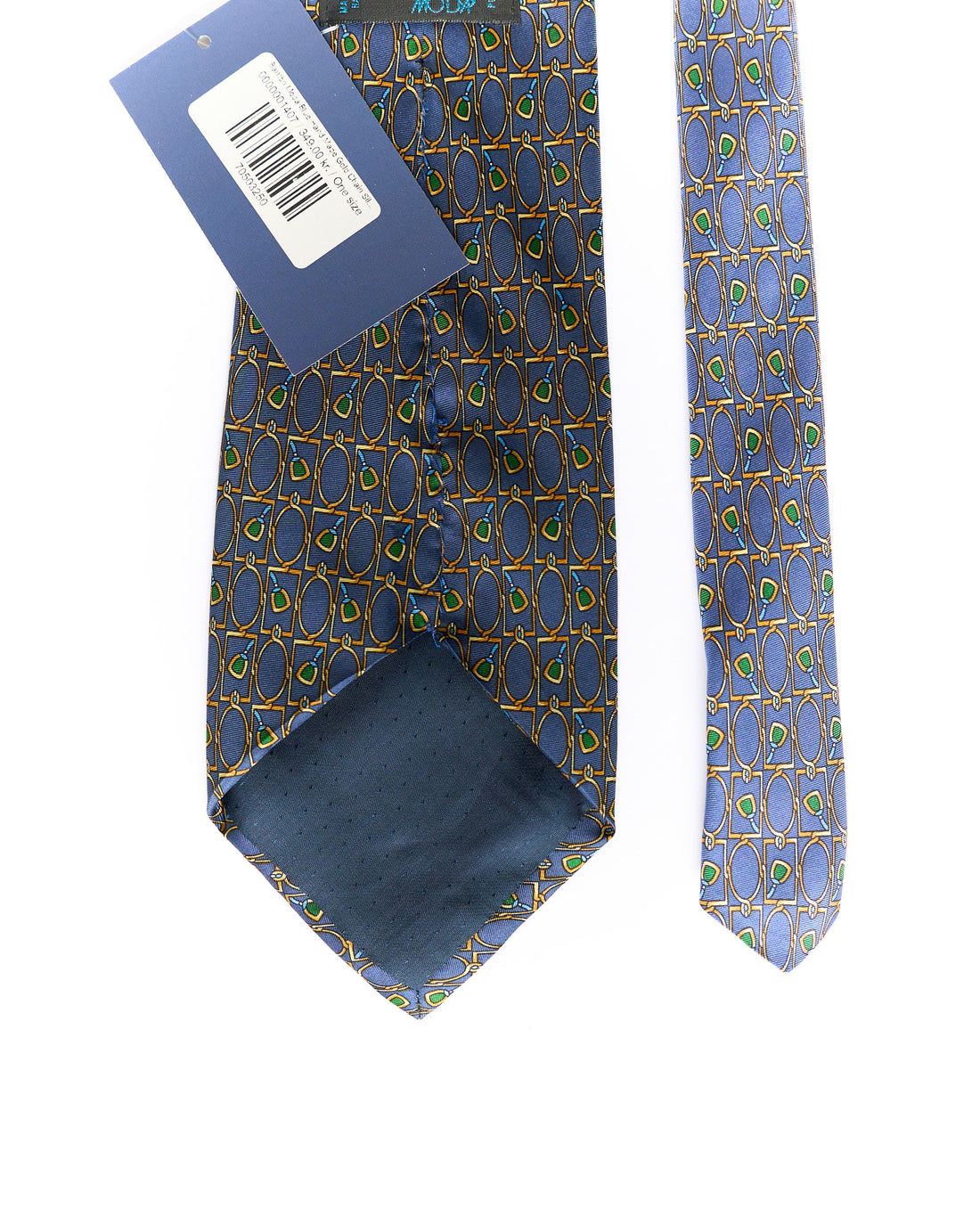 Banton Moda Blue Hand Made Gold Chain Silk Tie