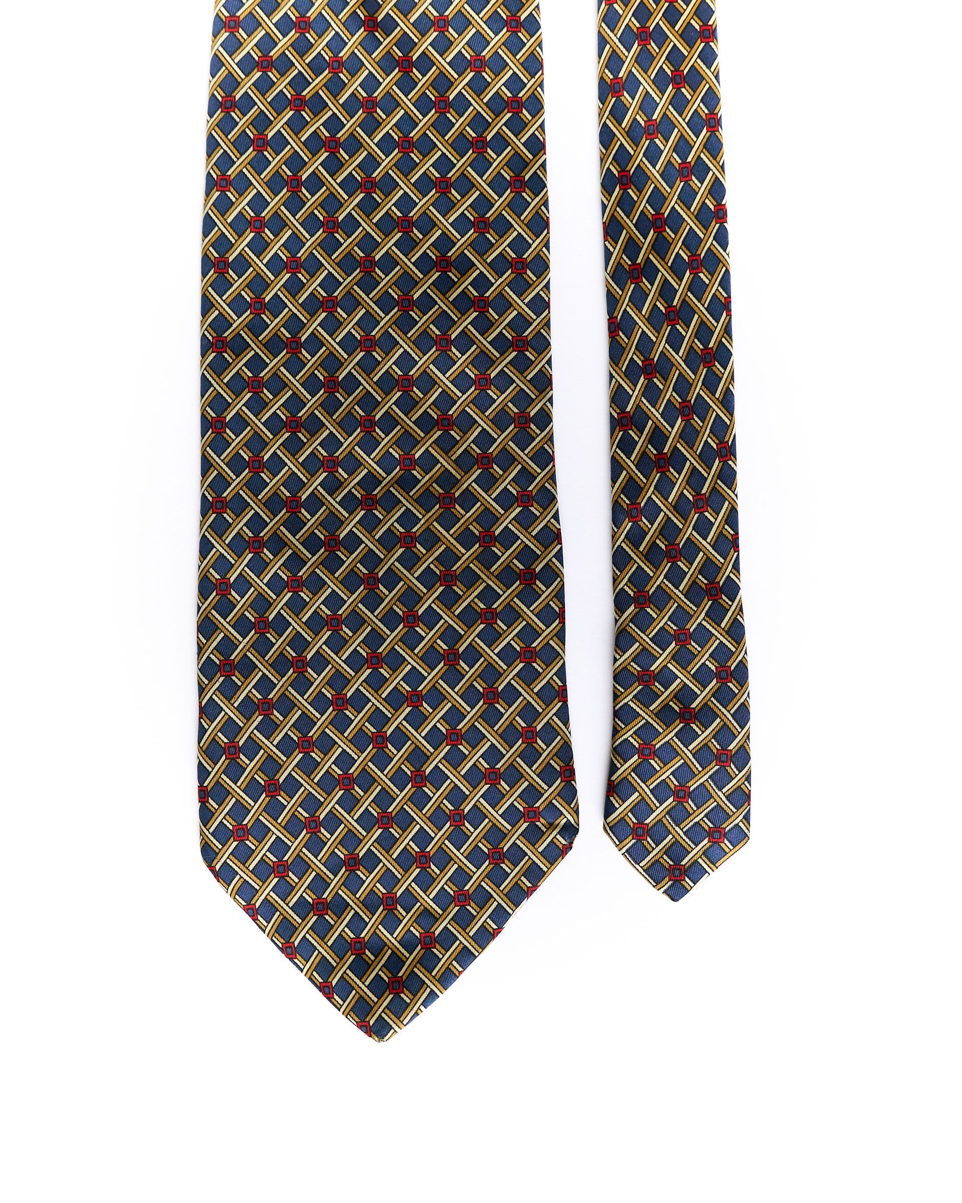 Banton Moda Navy, Red and Gold Hand Made Checkered Silk Tie