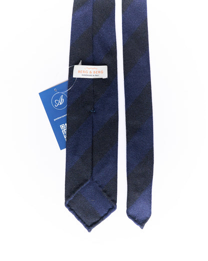 Berg &amp; Berg Navy and Black Striped Hand Made Wool Tie