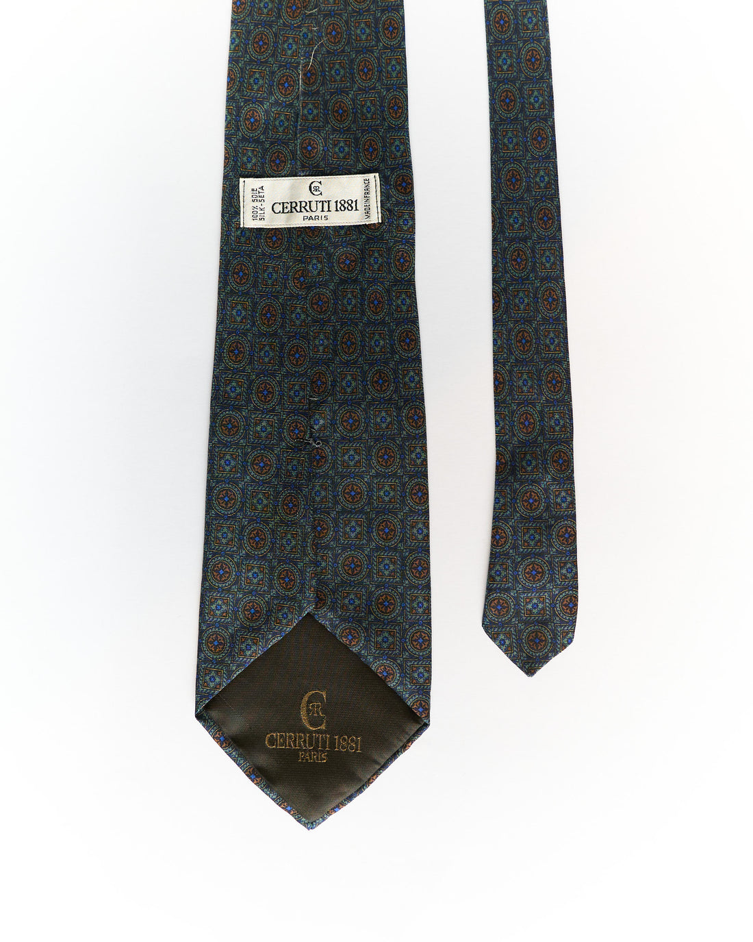 Cerrruti 1881 Green and Navy Silk Tie