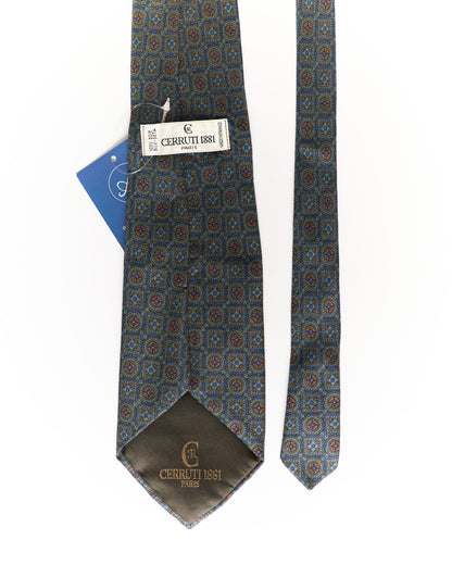 Cerrruti 1881 Green and Navy Silk Tie