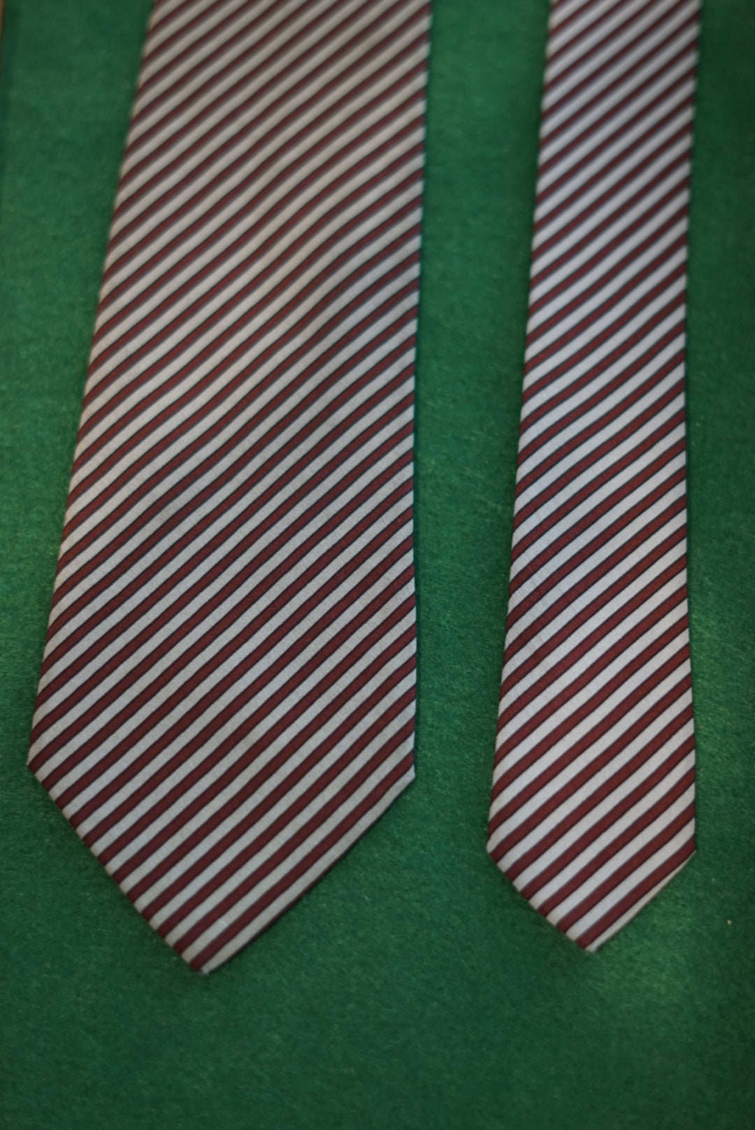 Yves Saint Laurent Grey and Bordeaux Red Striped Vintage Tie