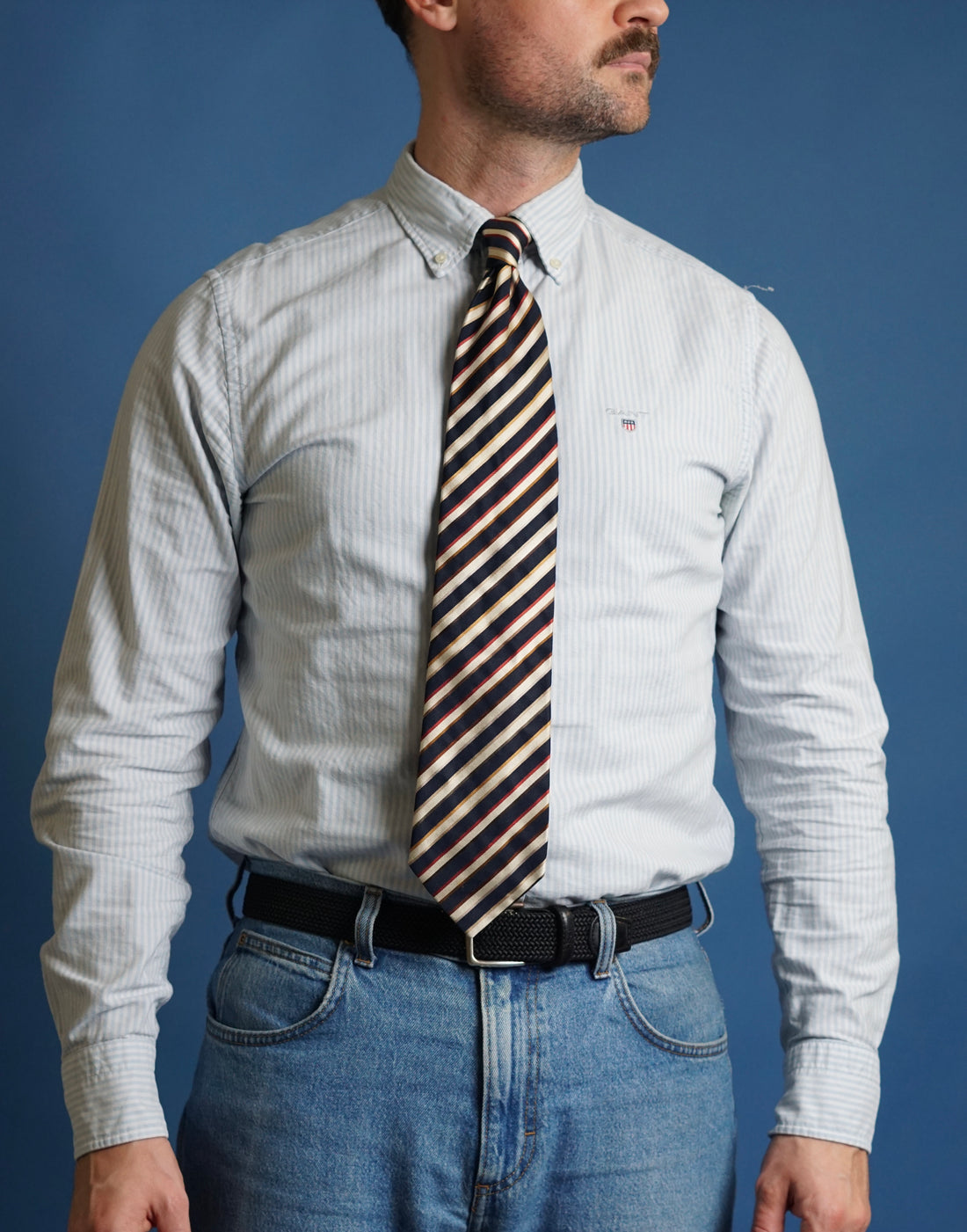 Paul Smith Navy and Light Striped Silk Tie