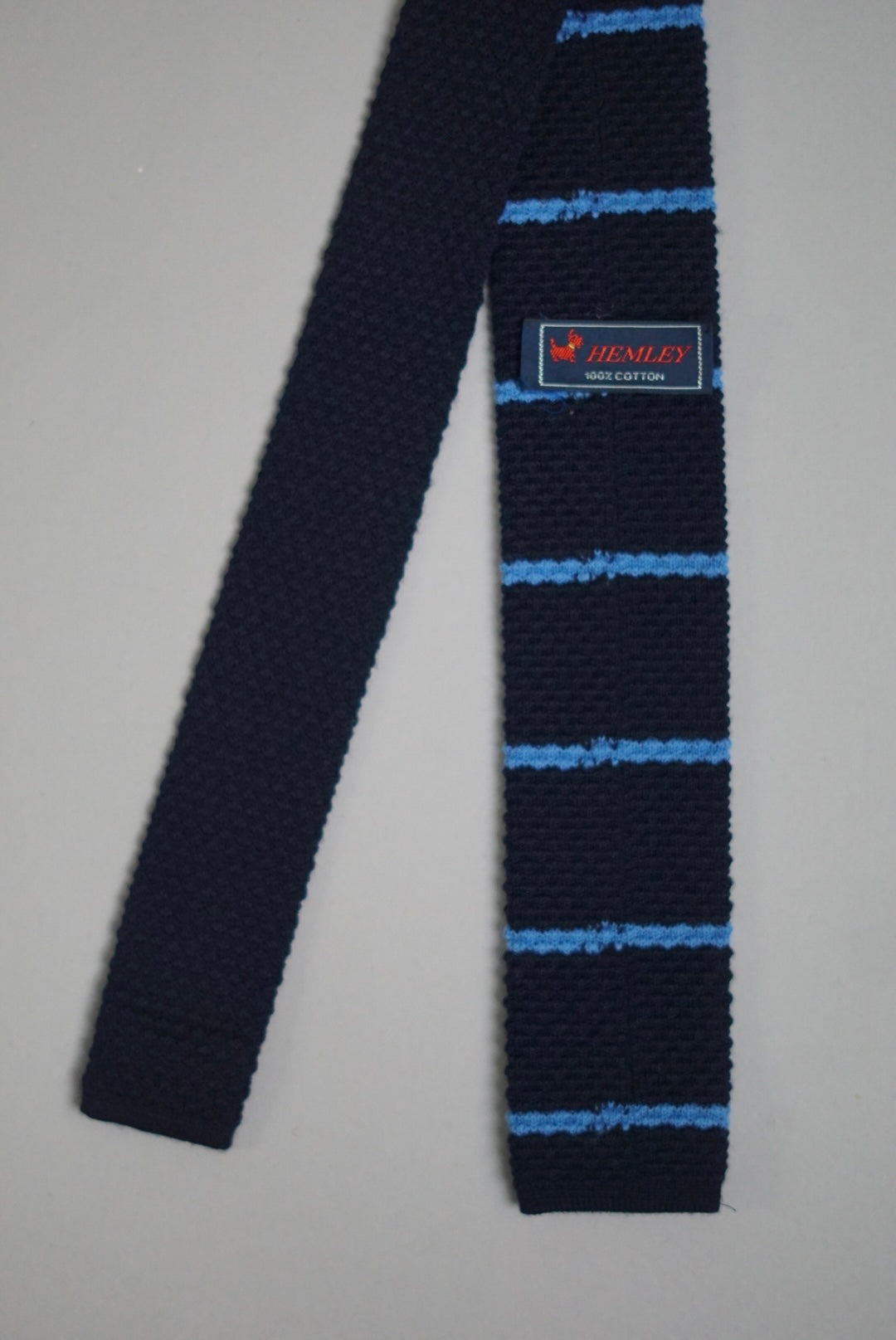 Hemley Darkblue Striped Cotton Knit Tie