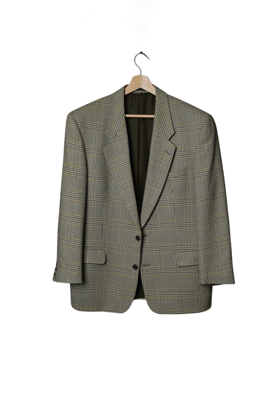Pierre Cessario Beige and Brown Checkered Pure Wool Sport Jacket Blazer