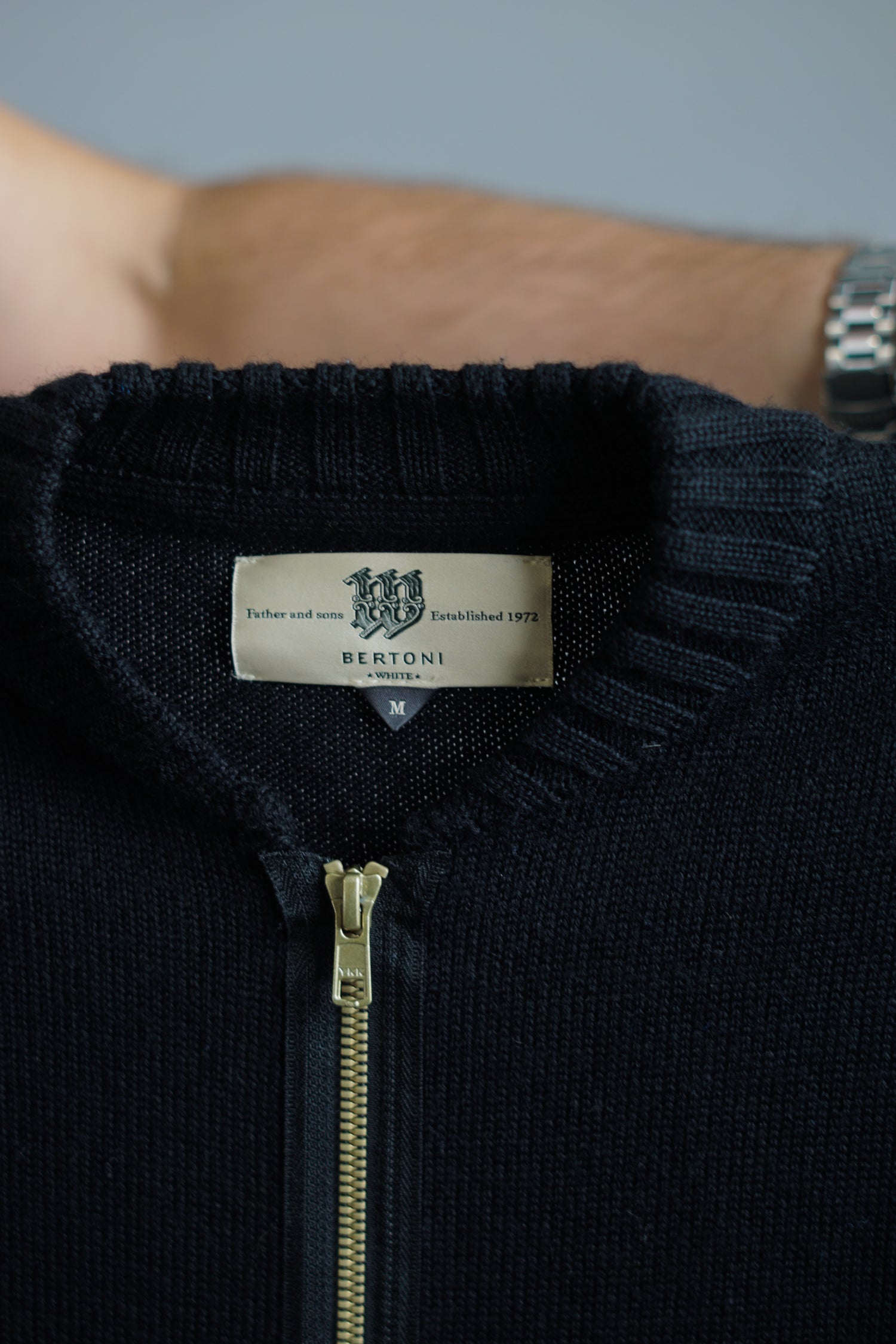 Bertoni Black Knit Fullzip