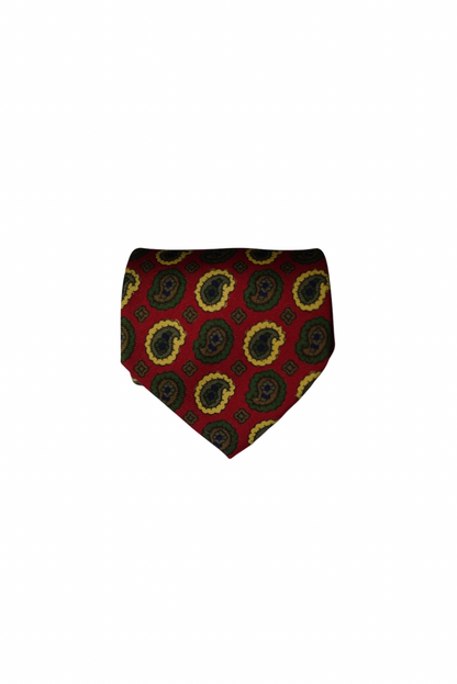 Hugo Boss Red, Yellow and Green Paisley Silk Tie