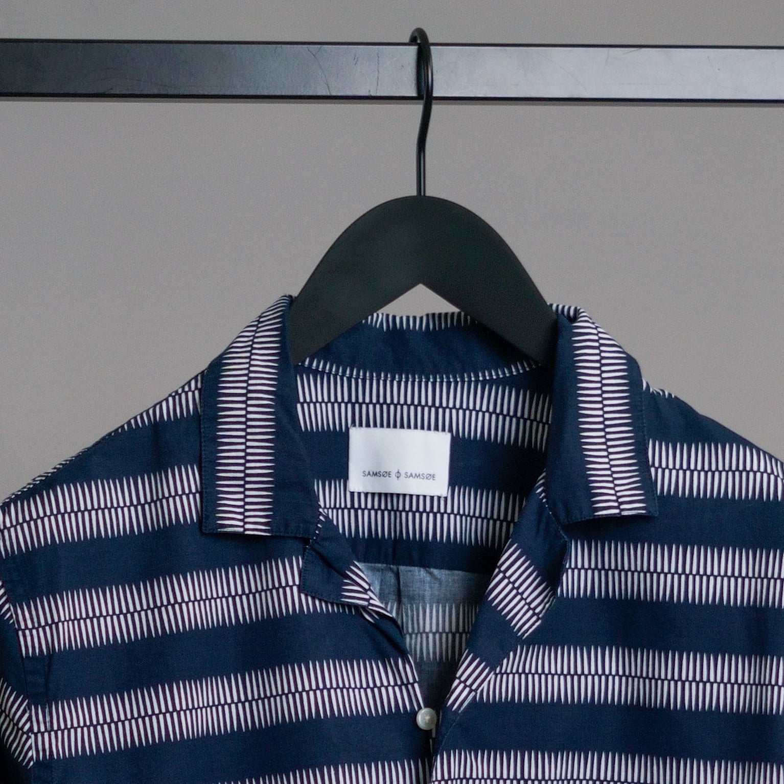 Samsøe Samsøe Navy and White Samo Striped Short Sleeved Shirt