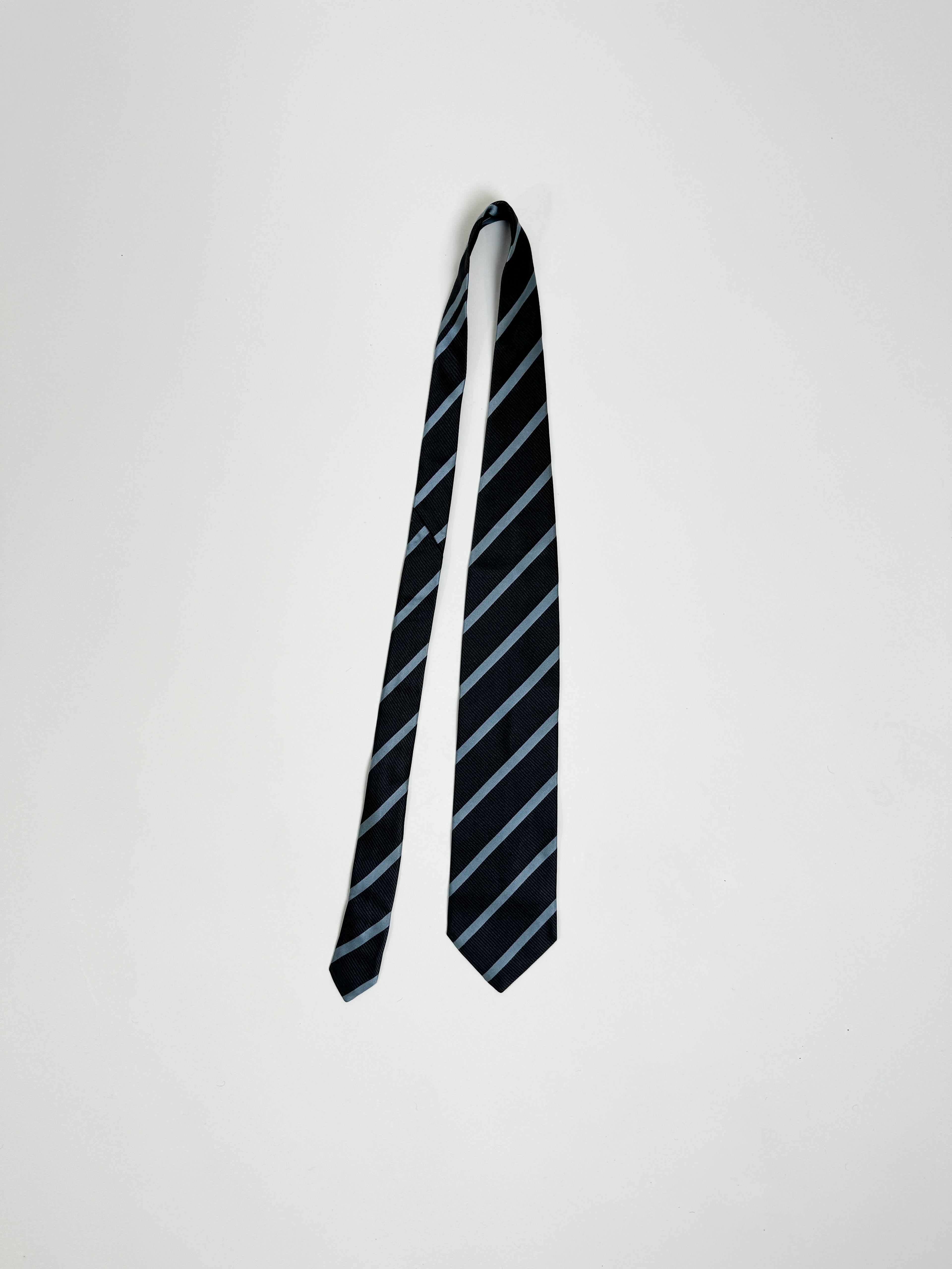 Giorgio Armani Navy and Lightblue Striped Silk Tie