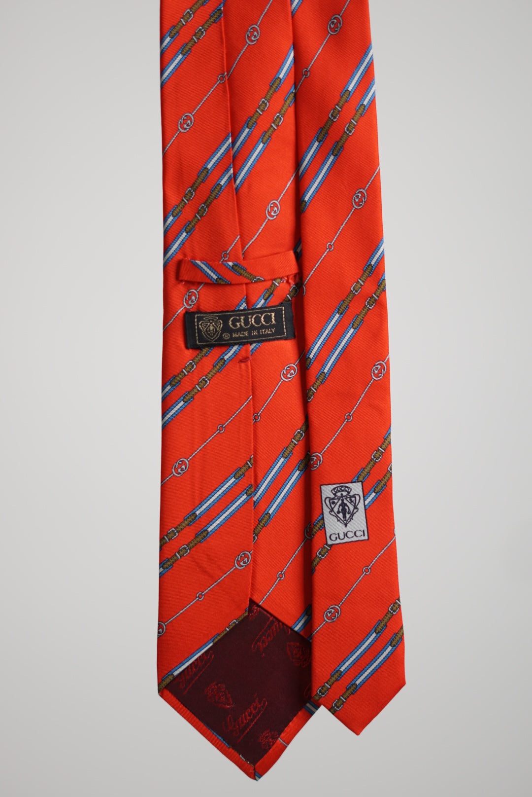 Gucci Red Belt Pattern Silk Tie