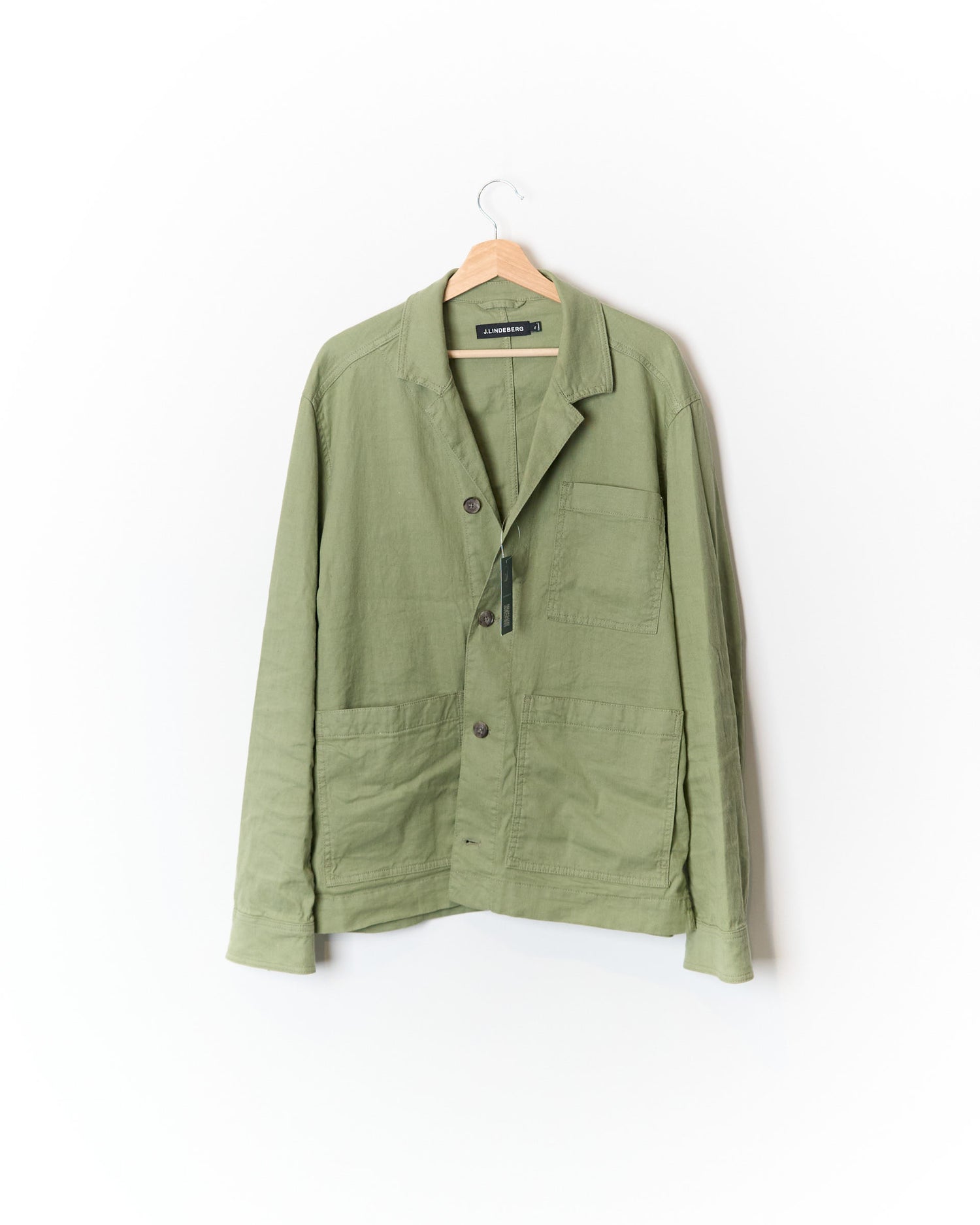 J. Lindeberg Olive Green Errol Linen and Cotton Overshirt