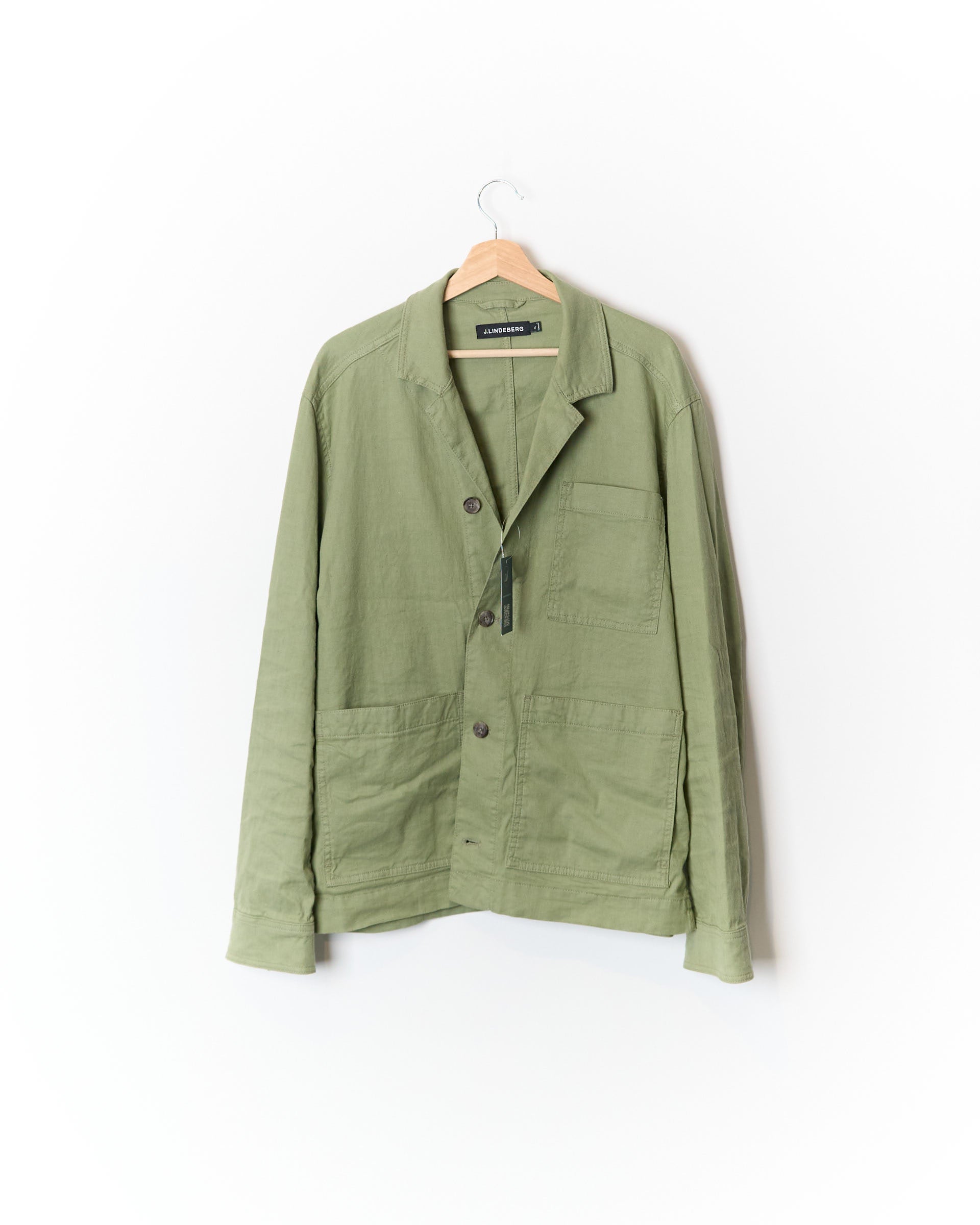 J. Lindeberg Olive Green Errol Linen and Cotton Overshirt