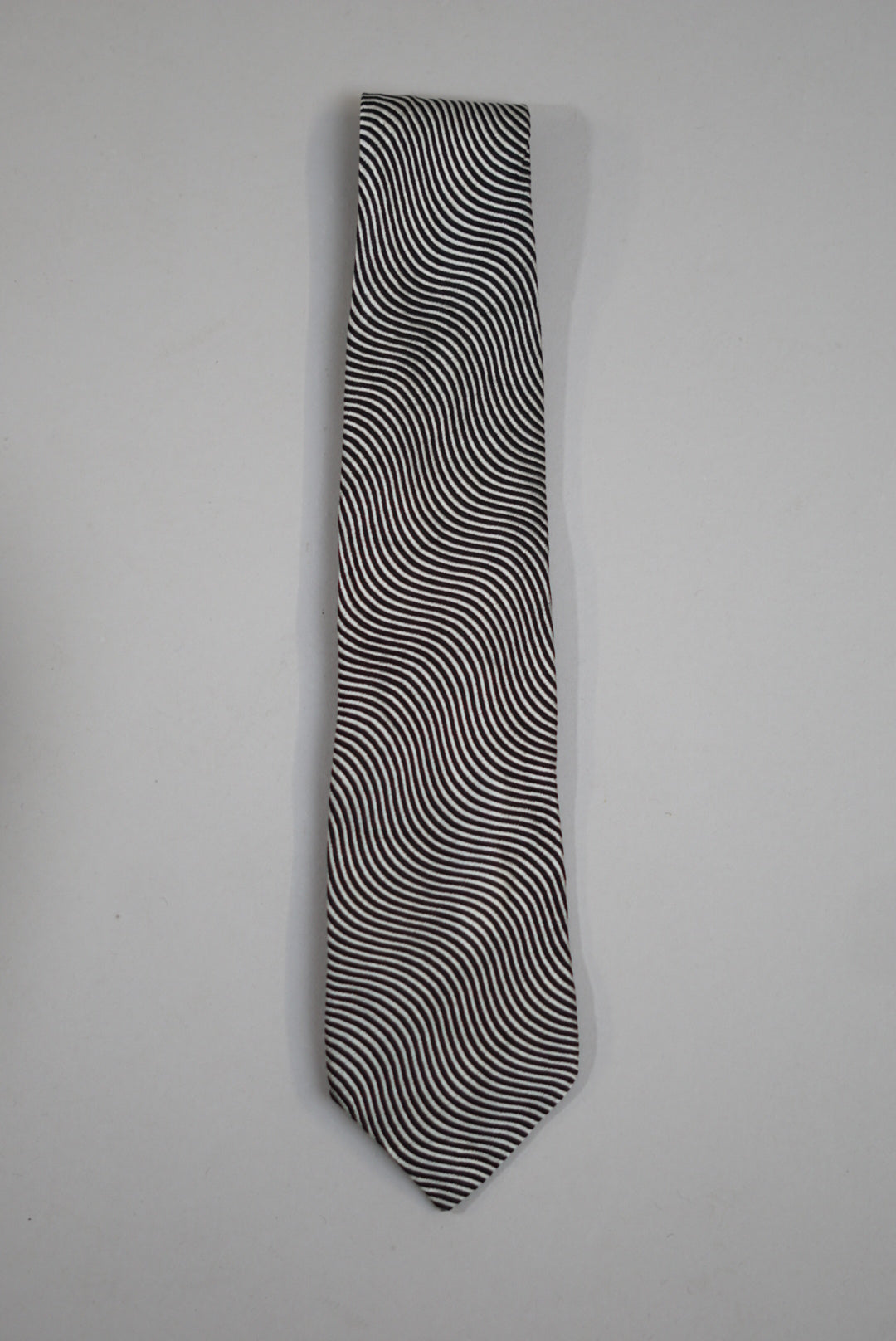 Versace White and Black Striped Silk Tie