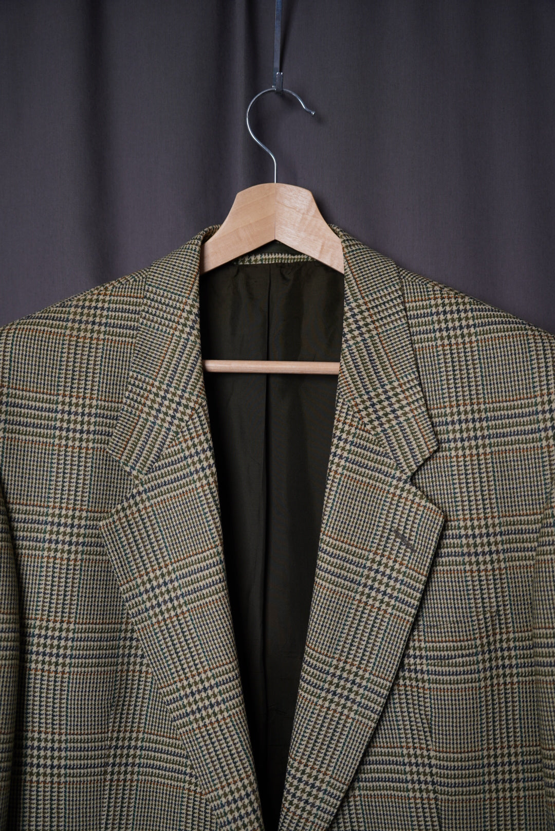 Pierre Cessario Beige and Brown Checkered Pure Wool Sport Jacket Blazer