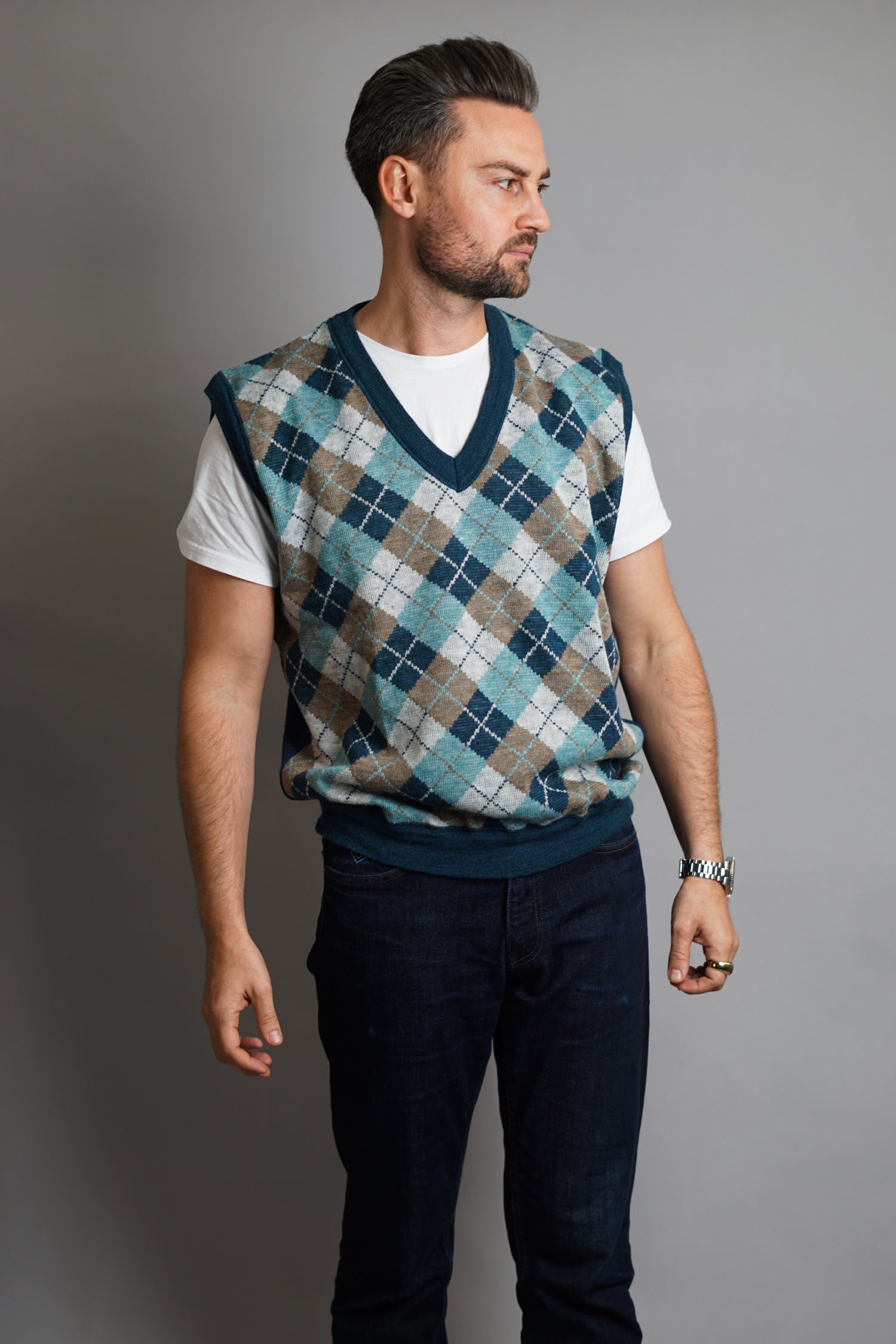 Vinci Harlequin Fine Clothing Knit Vest