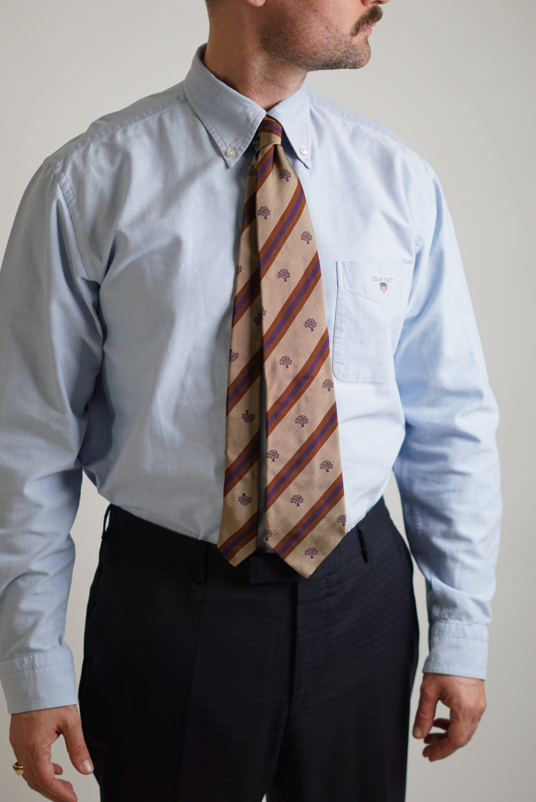 Mulberry Striped Logo Tie