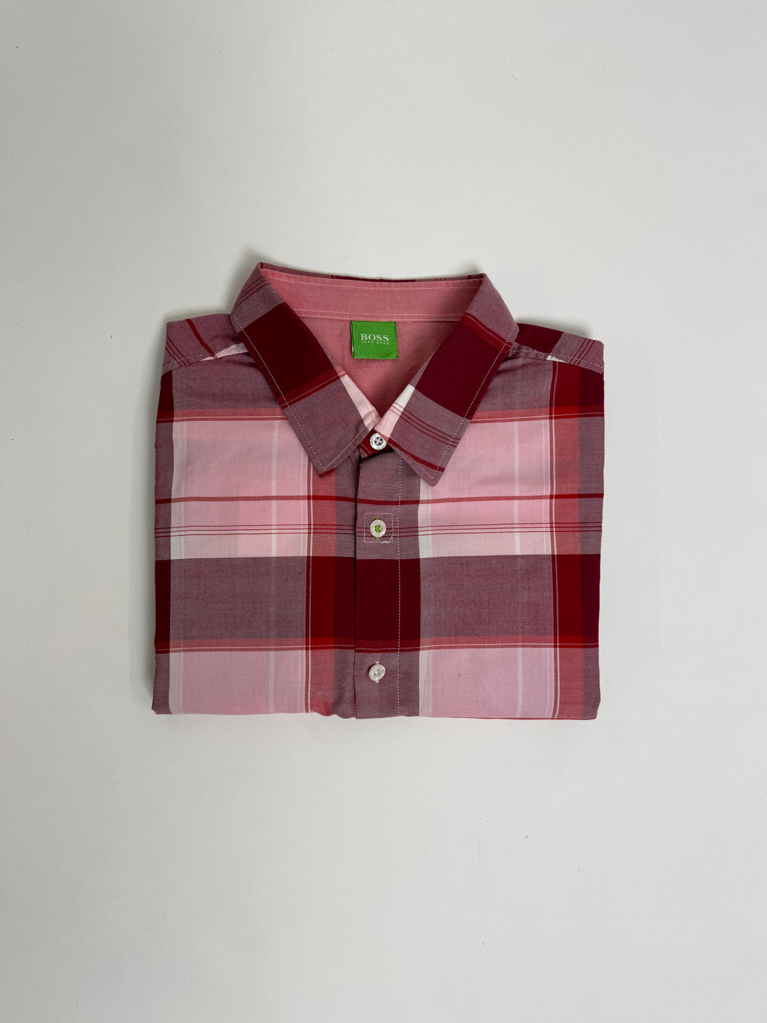 Hugo Boss Red and White Checkered Shirt