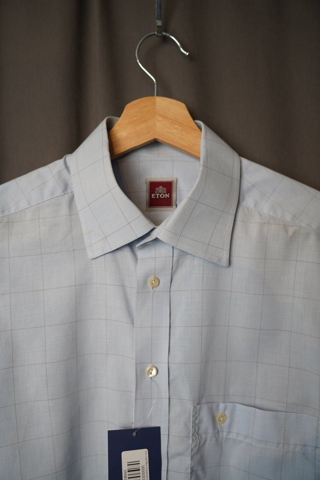 Eton Light Blue Checkered Cotton Business Shirt