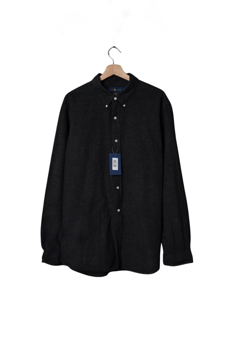 Ralph Lauren Dark Grey Custom Fit Performance Flannel Button Down Cotton Shirt