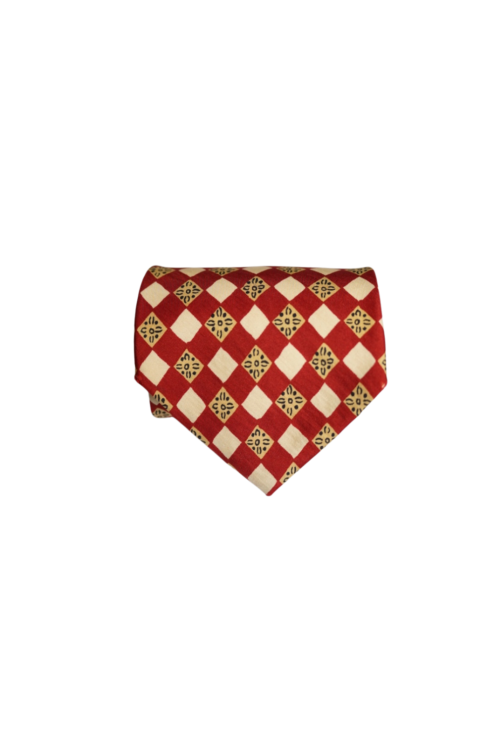 Hugo Boss Red, White and Yellow Checkered Silk Tie