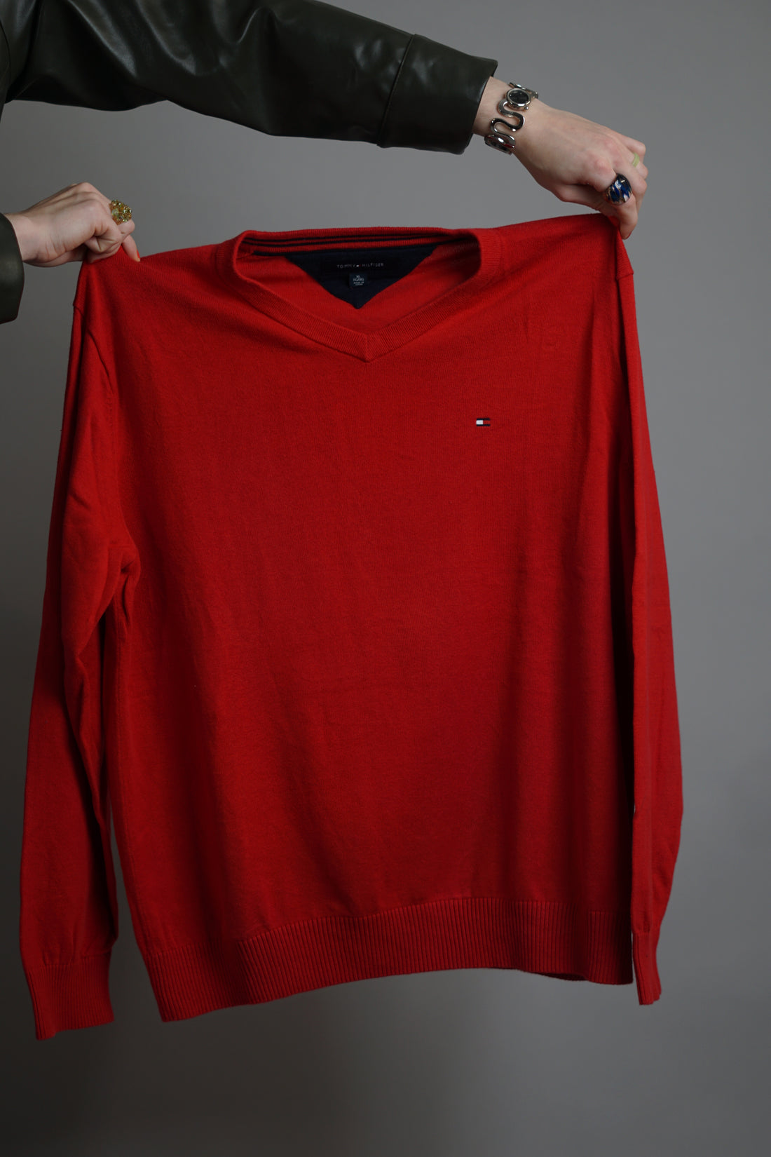 Tommy Hilfiger Red Knit V-Neck