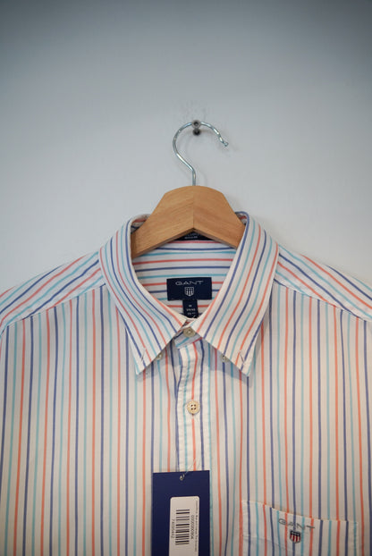 Gant White, Blue and Orange The Broadcloth Banker Regular Fit Cotton Shirt