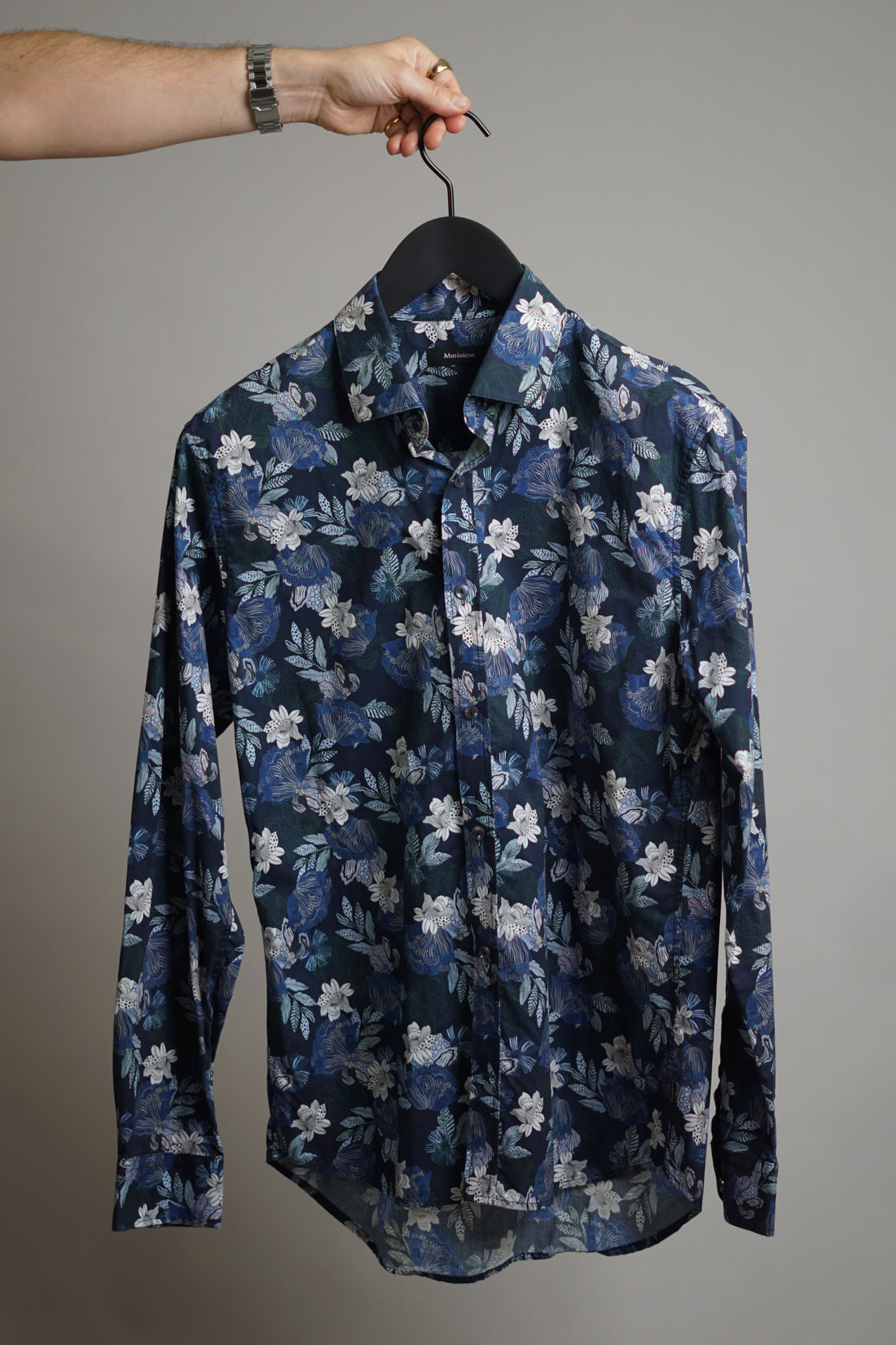 Matinique Navy Flower Pattern Shirt