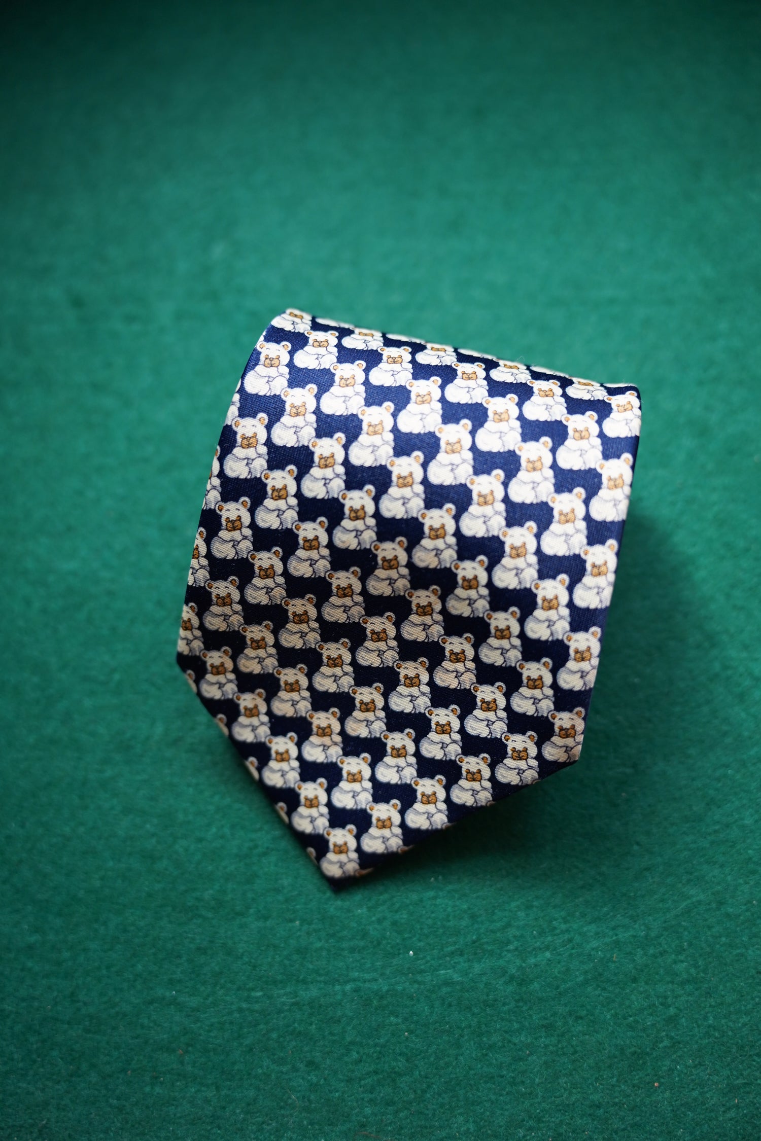 René Chagal Vintage Navy Teddy Bear Hand Made Tie