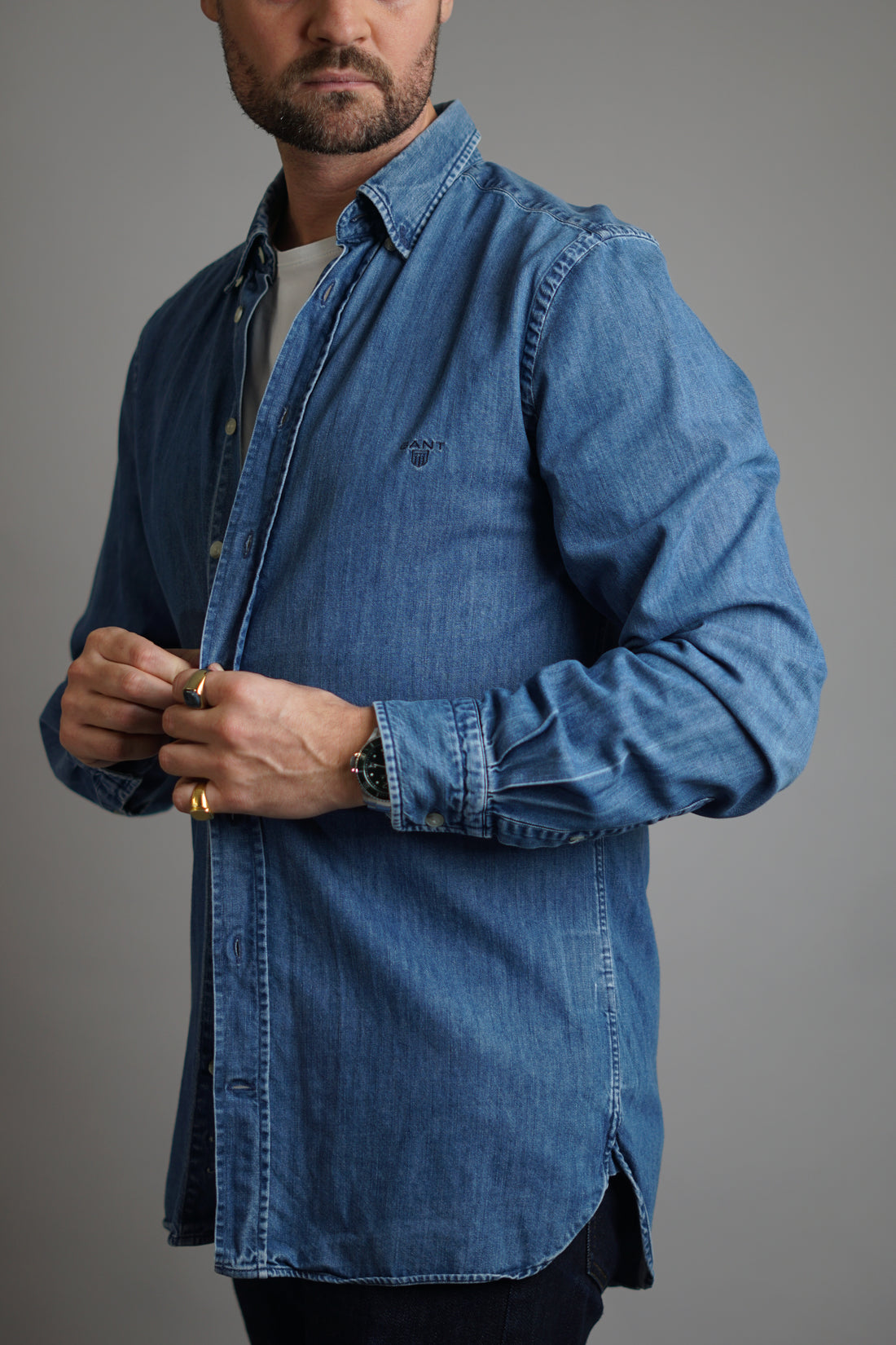 Gant Indigo Twill Fitted Denim Shirt