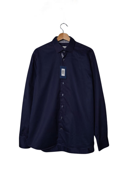 Stenströms Navy Fitted Body Twofold Super Cotton Business Shirt