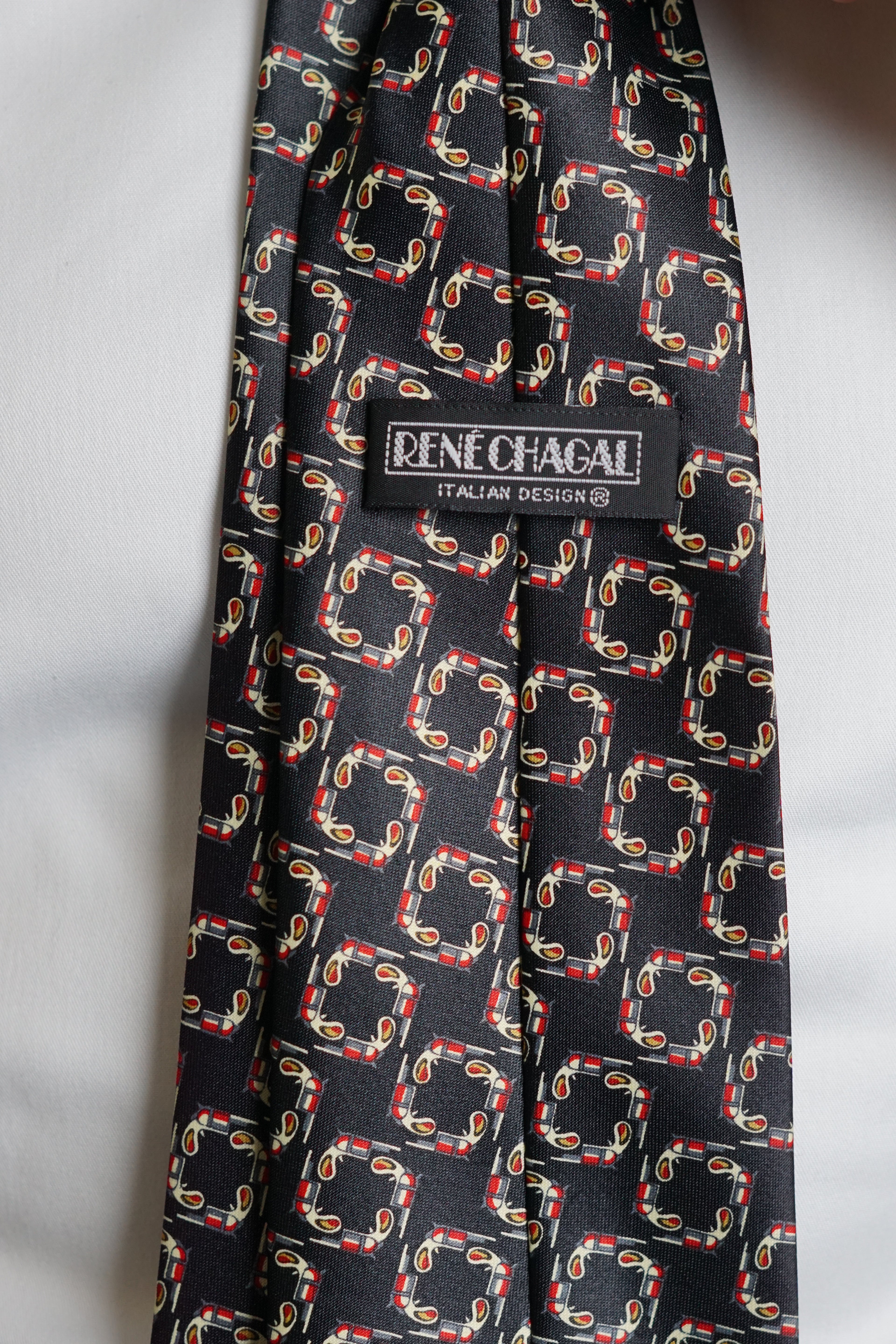 René Chagal Italien Design Barrel Vintage Myung Ju Silk Tie