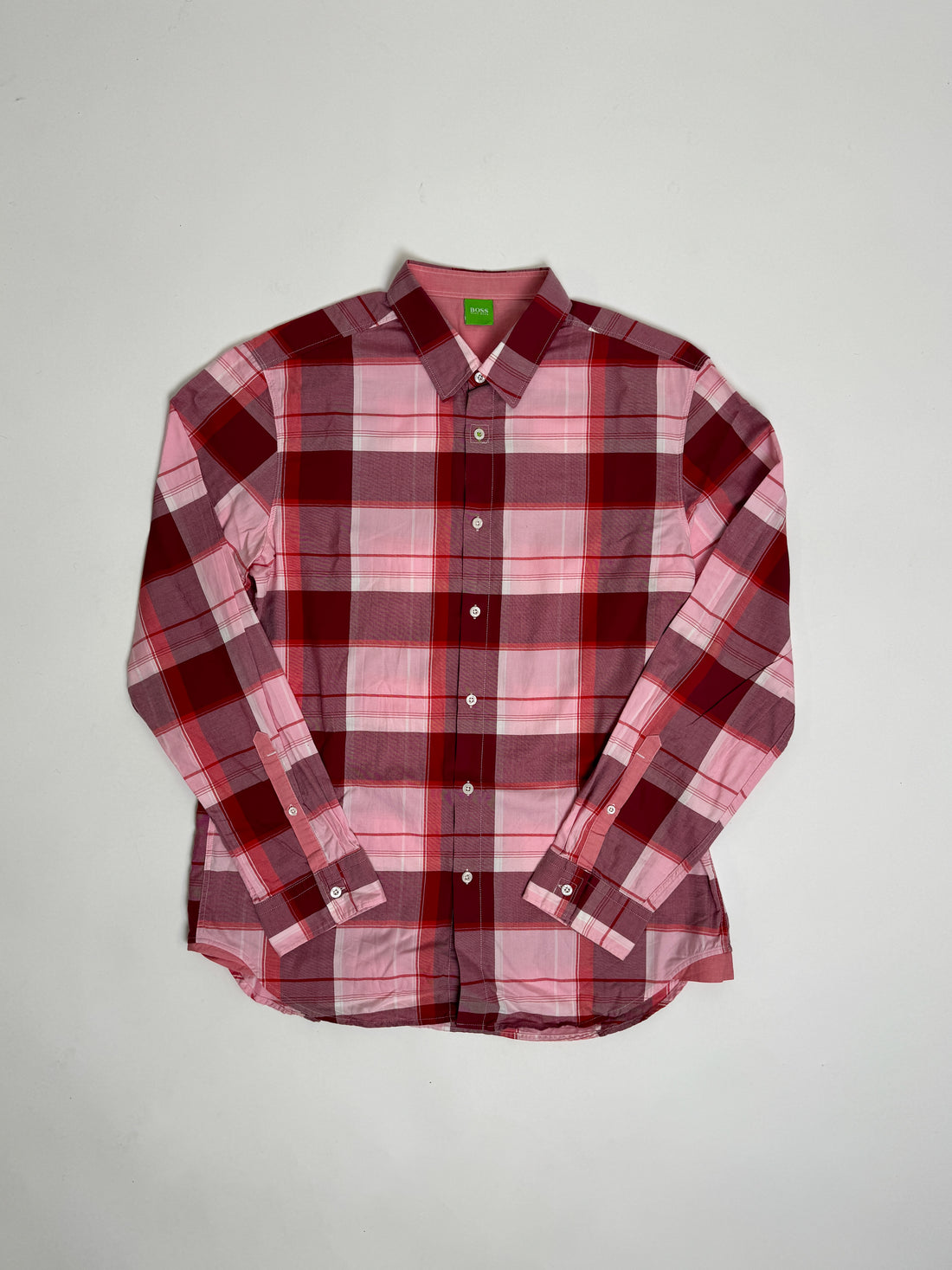 Hugo Boss Red and White Checkered Shirt