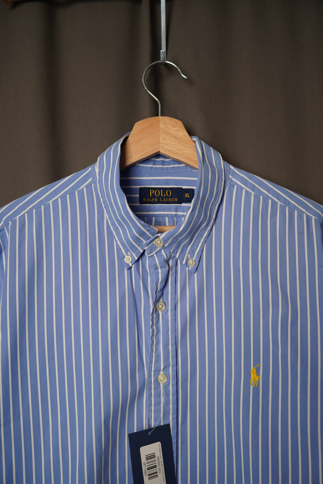 Polo Ralph Lauren Light Blue and White Striped Button Down Cotton Shirt